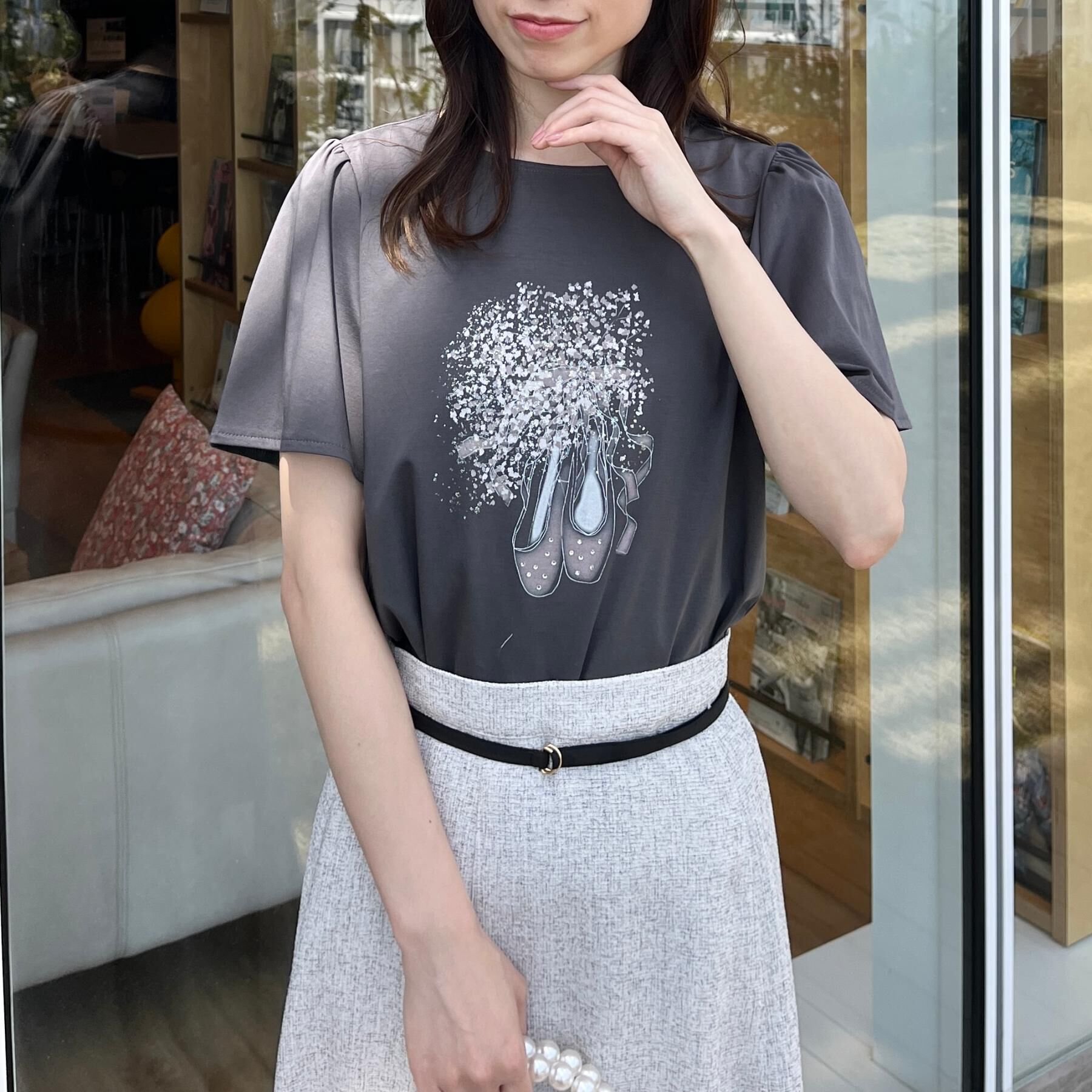 Couture broach「【接触冷感・UVカット】トゥシューズプリントTシャツ」|Tシャツ・カットソー|