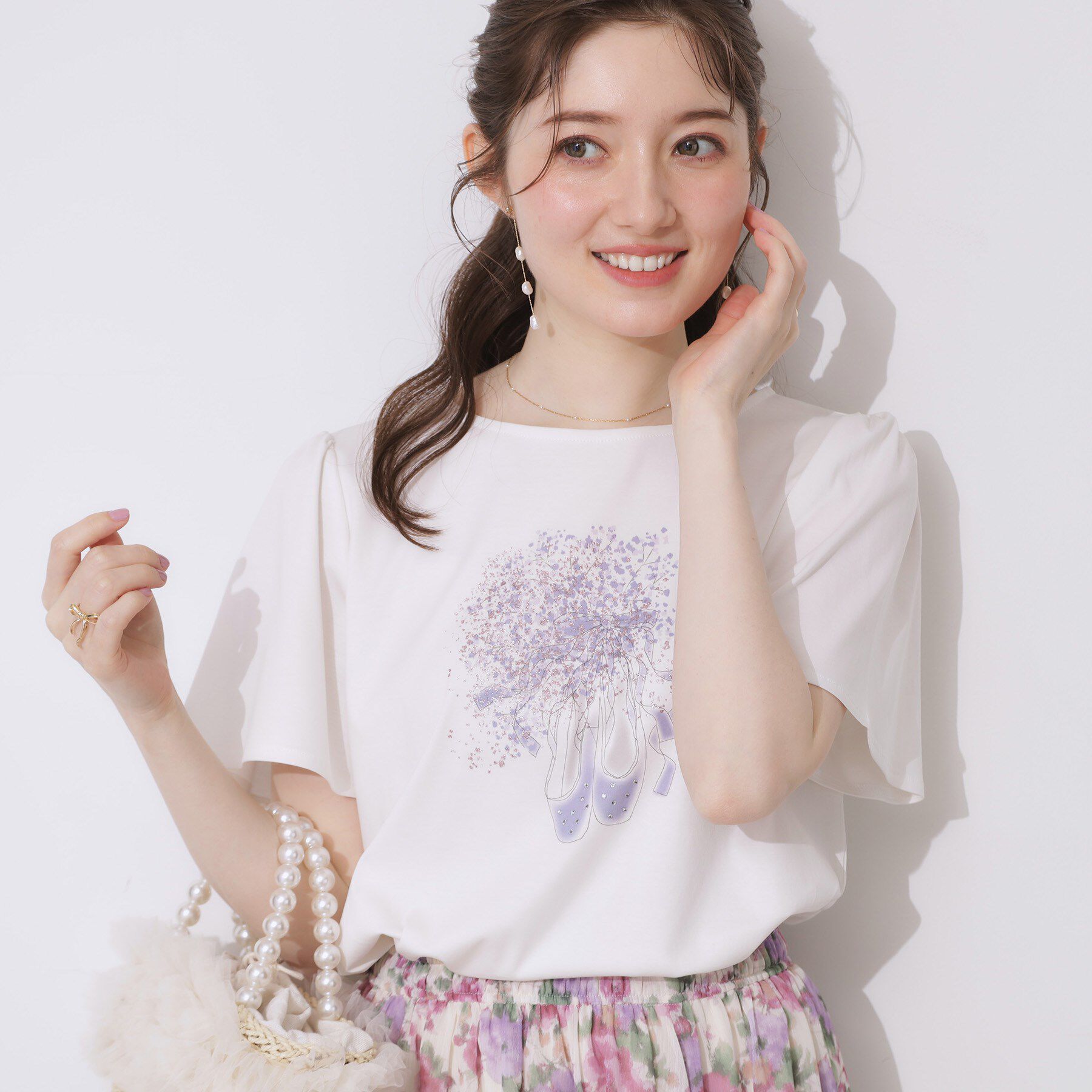 Couture broach「【接触冷感・UVカット】トゥシューズプリントTシャツ」|Tシャツ・カットソー|