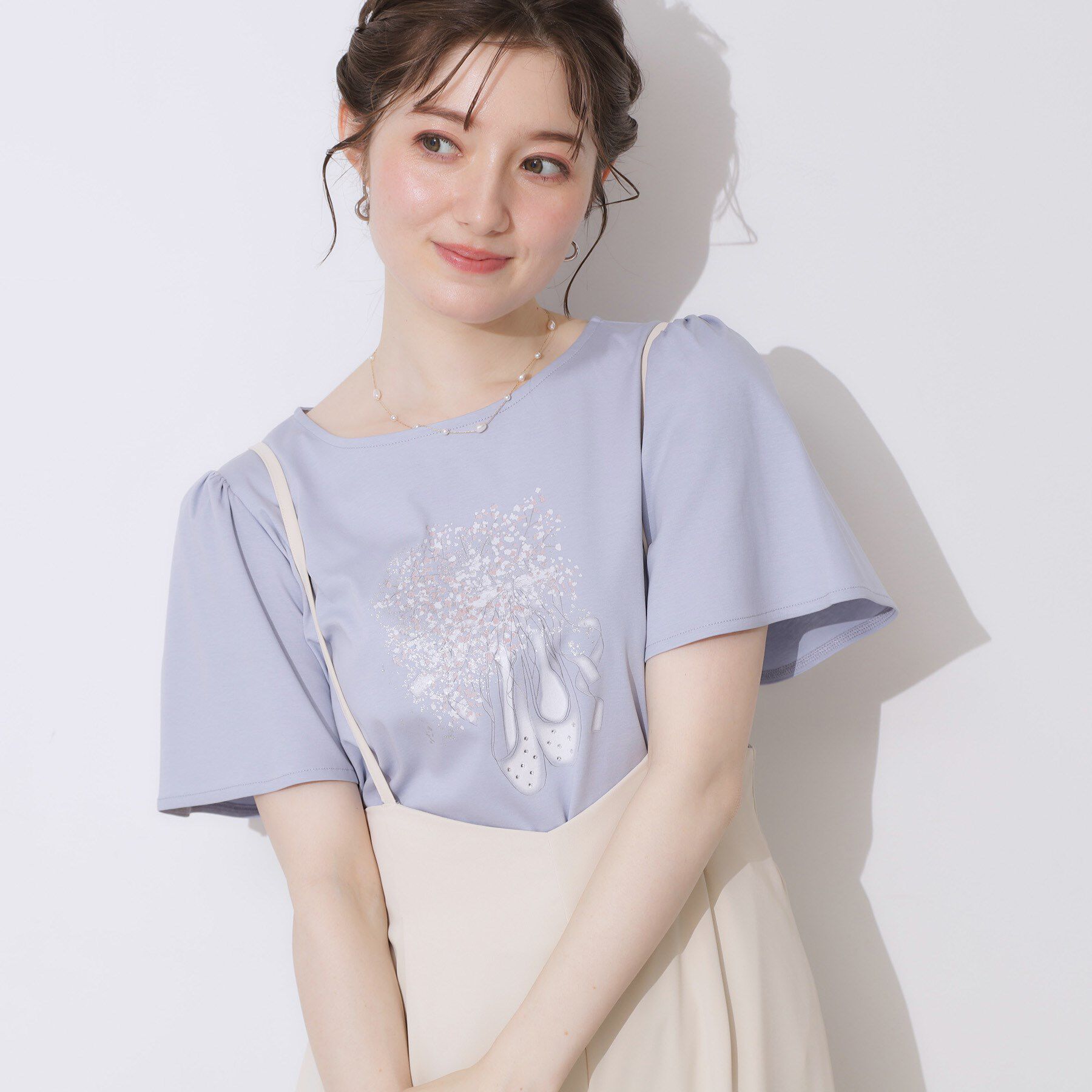 Couture broach「【接触冷感・UVカット】トゥシューズプリントTシャツ」|Tシャツ・カットソー|サックスブルー(09