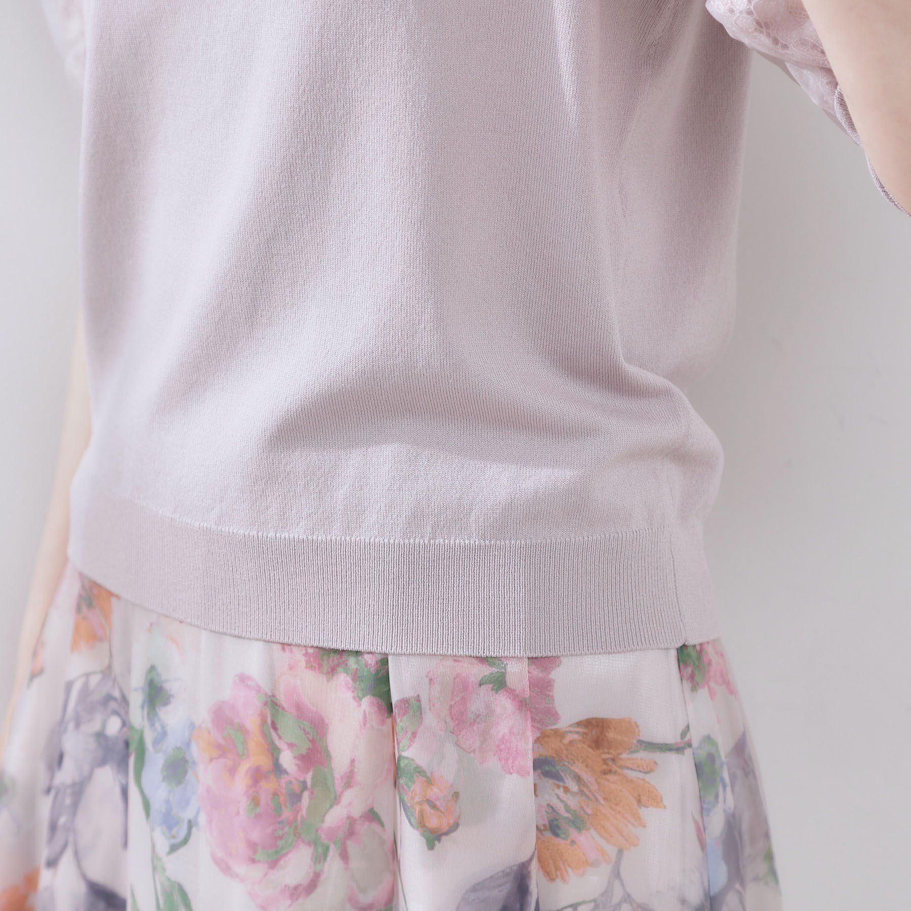 Couture broach「【洗える・UV機能・通勤】オーガンレース袖ニット」|ニット・セーター|