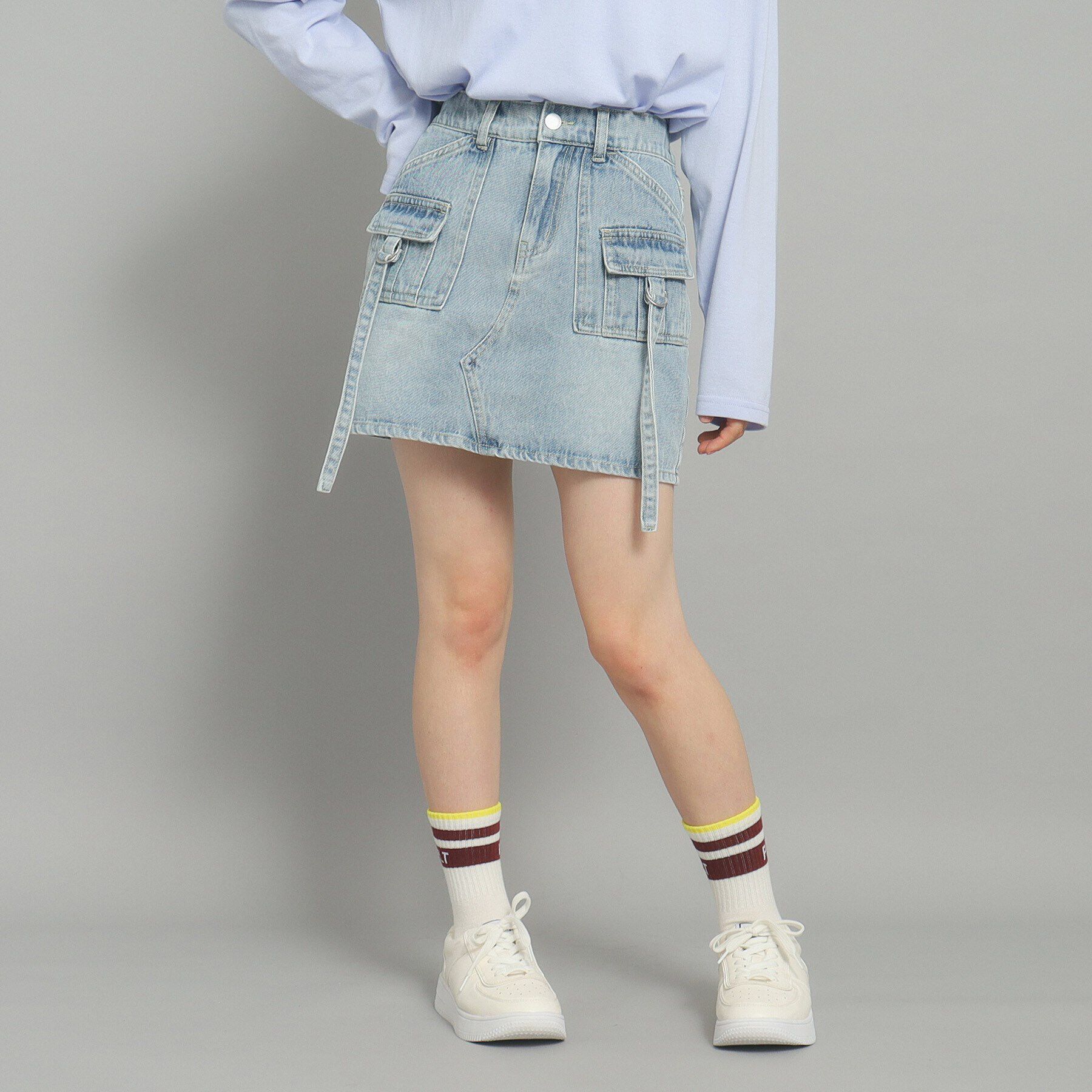 PINK-latte「【インナー付き】デニムカーゴスカート」|スカート|ﾌﾞﾙｰ(491)