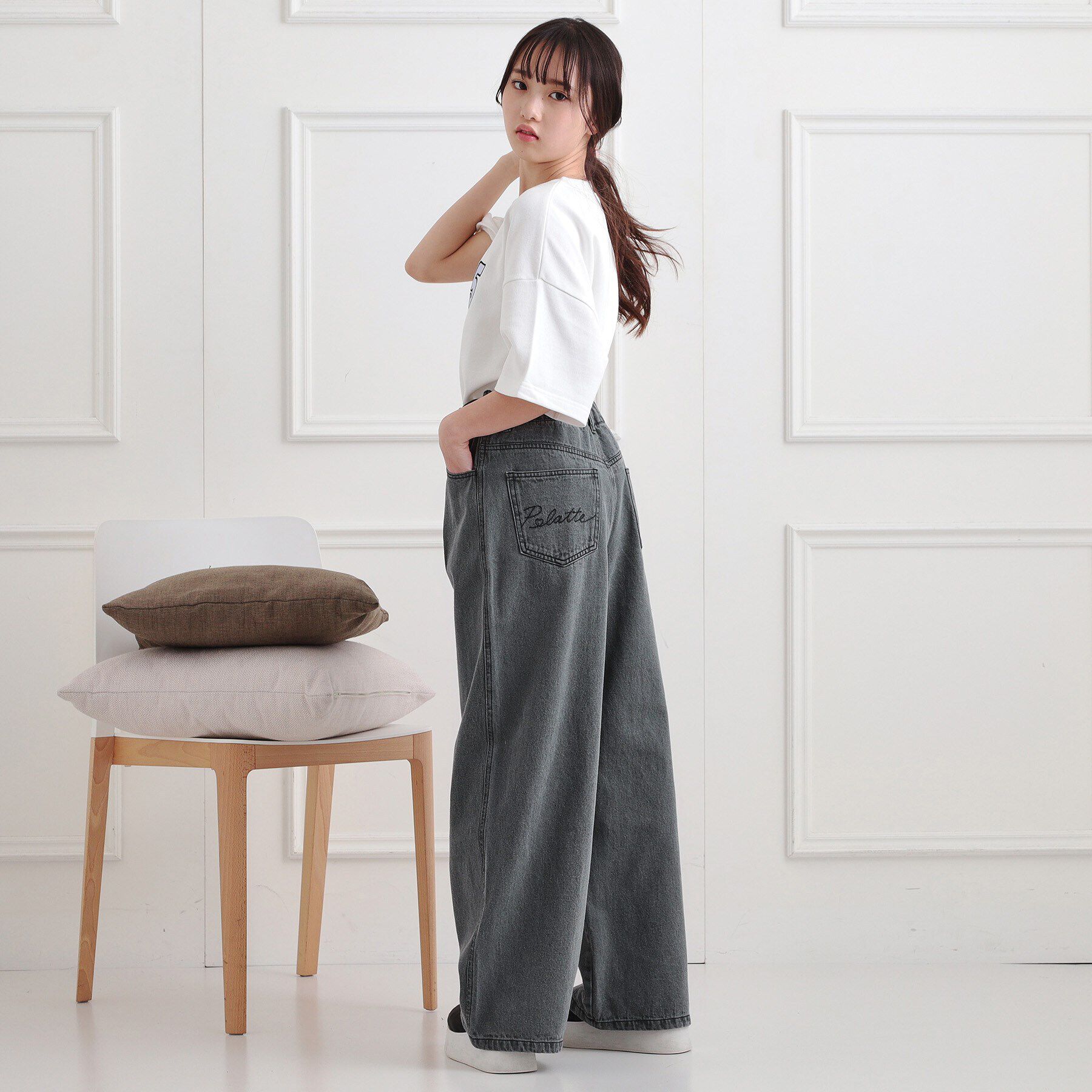 PINK-latte「タックワイドストレートデニム」|その他|
