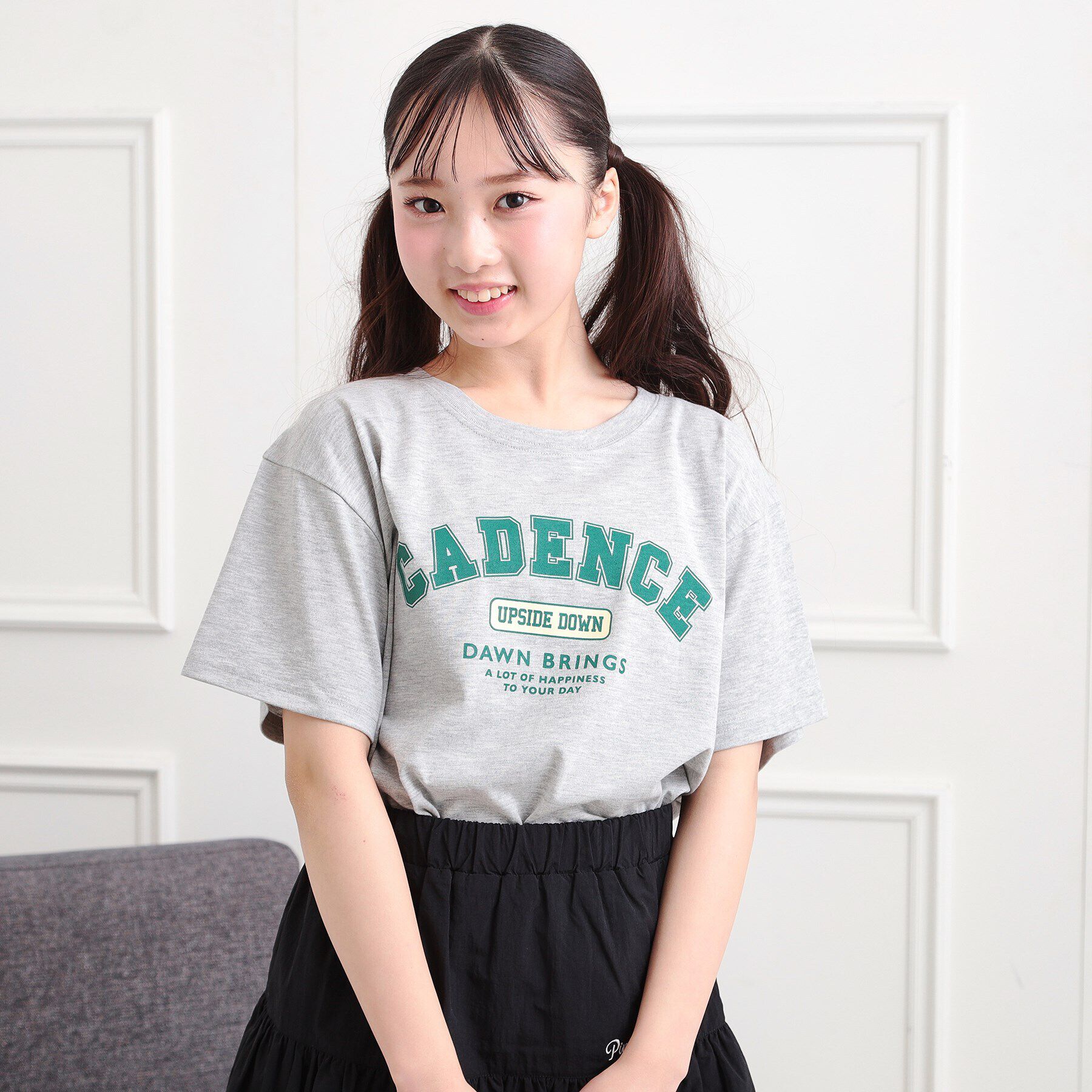 PINK-latte「カレッジプリントTシャツ」|Tシャツ・カットソー|ライトグレー(011