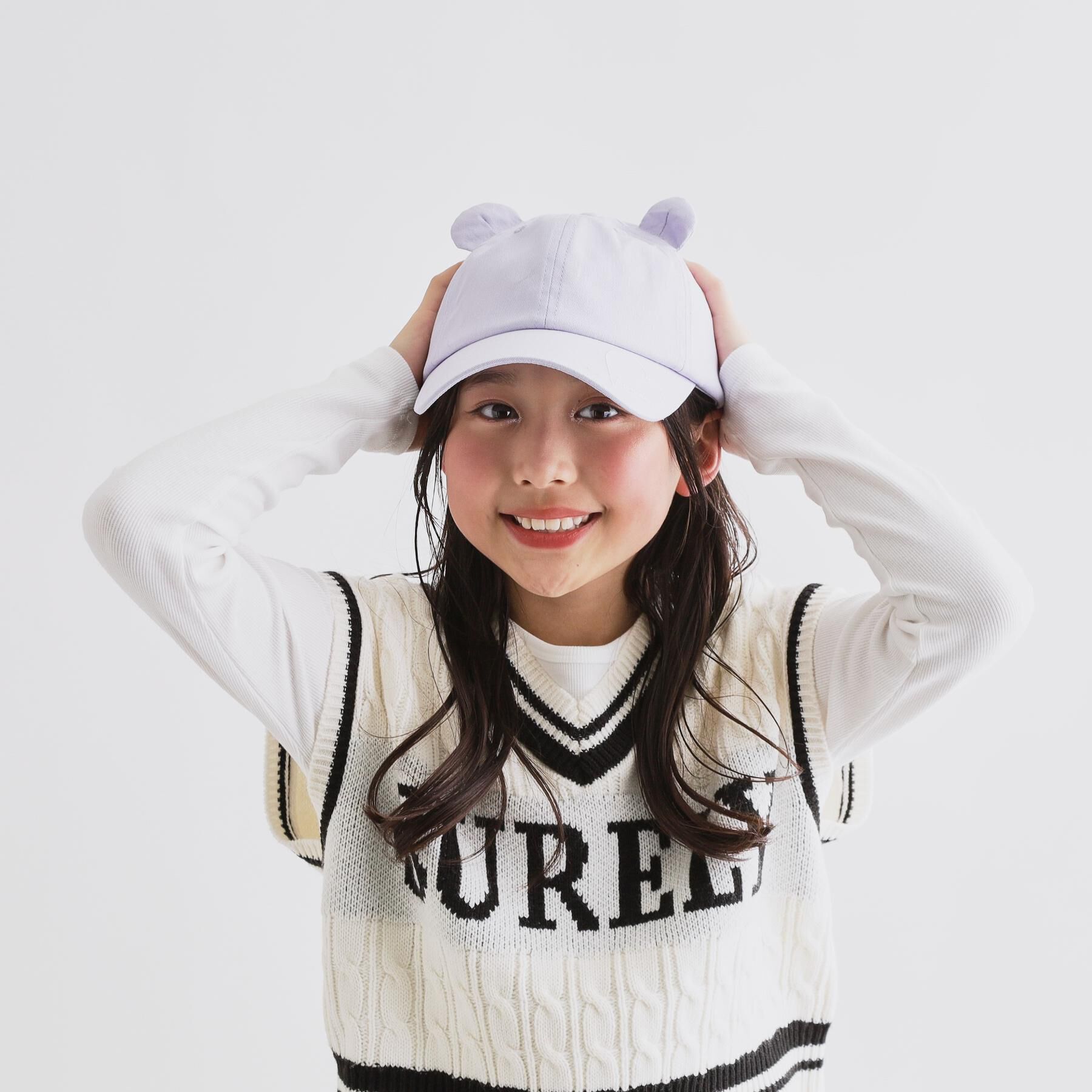 PINK-latte「くまみみキャップ」|キャップ・キャスケット|パープル(081)