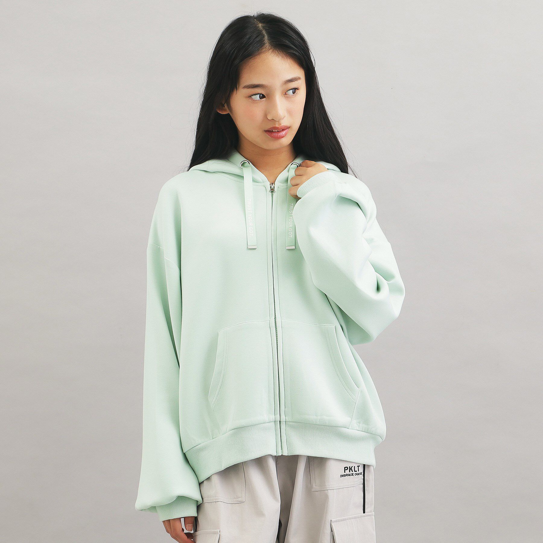 PINK-latte「ダンボールポンチパーカー」|カーディガン|ミントグリーン(02