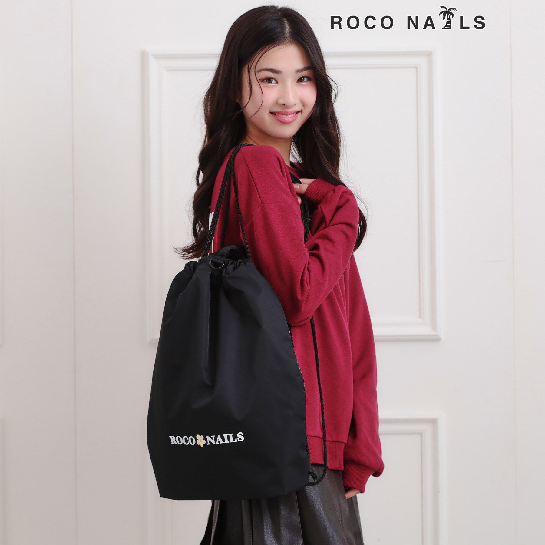 PINK-latte「【ロコネイル ROCO NAILS】ナップサック」|リュック|ブラック(019)