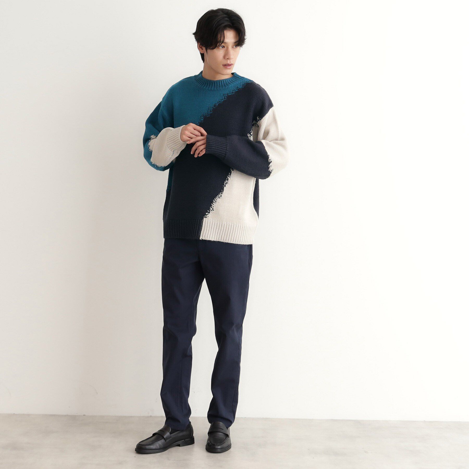 THE SHOP TK「切替インターシャニット」|ニット・セーター|