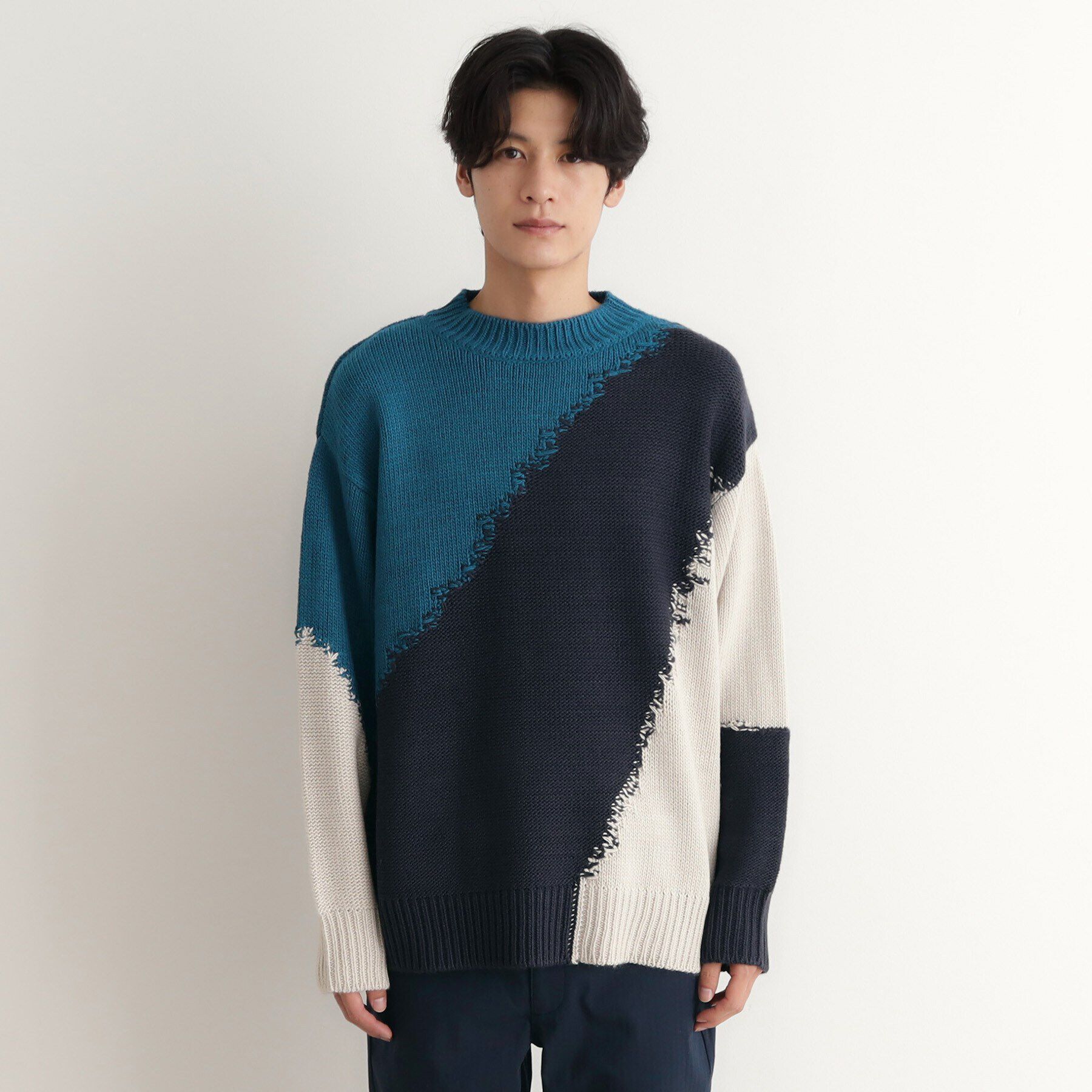 THE SHOP TK「切替インターシャニット」|ニット・セーター|