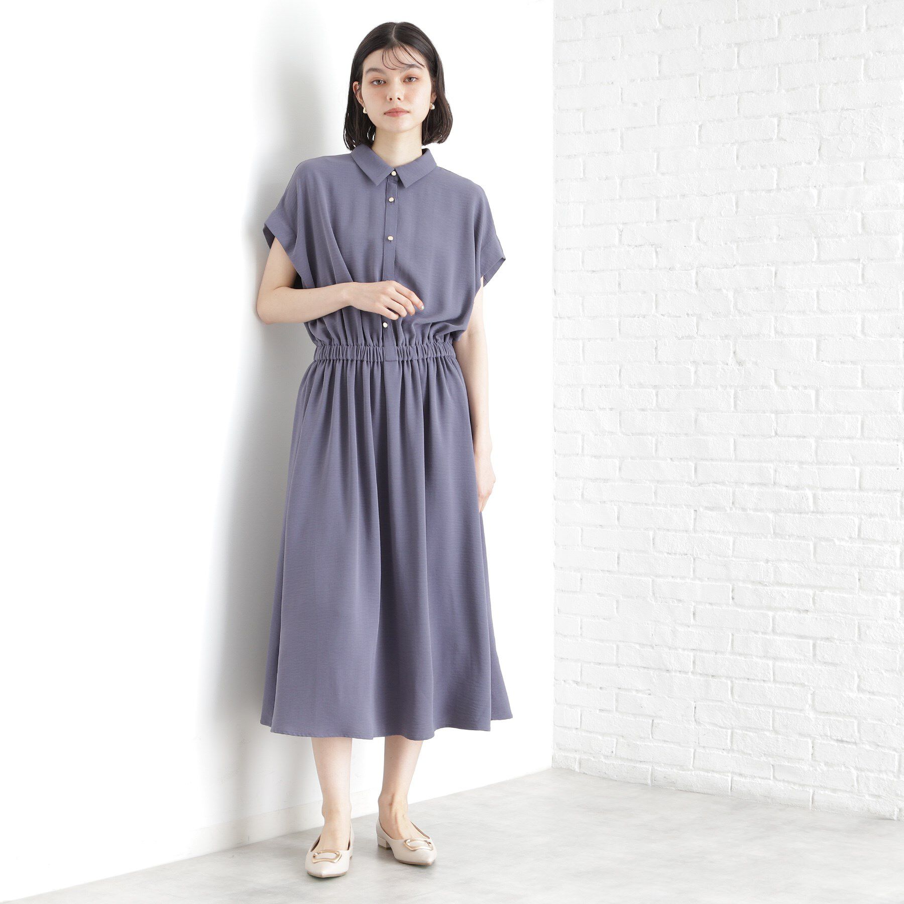 THE SHOP TK「シャツワンピース【防シワ／接触冷感／UV／洗濯機OK】」|ワンピース|パープル(082)