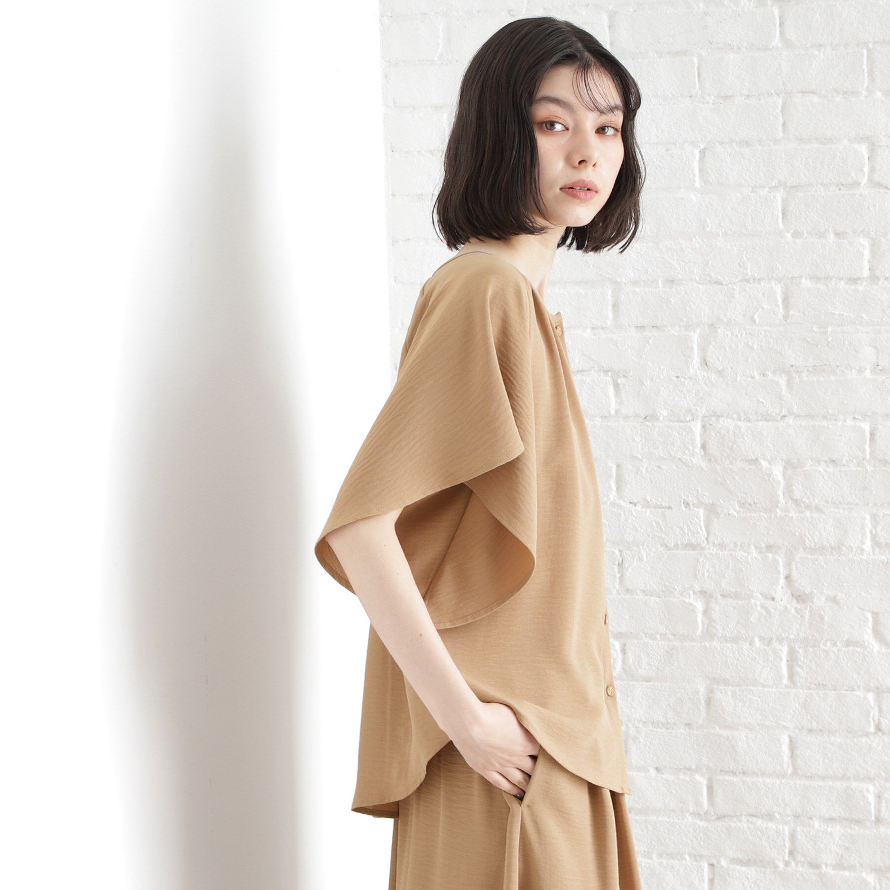 THE SHOP TK「袖フレアブラウス【防シワ／接触冷感／洗濯機OK/セットアップ可】」|シャツ・ブラウス|