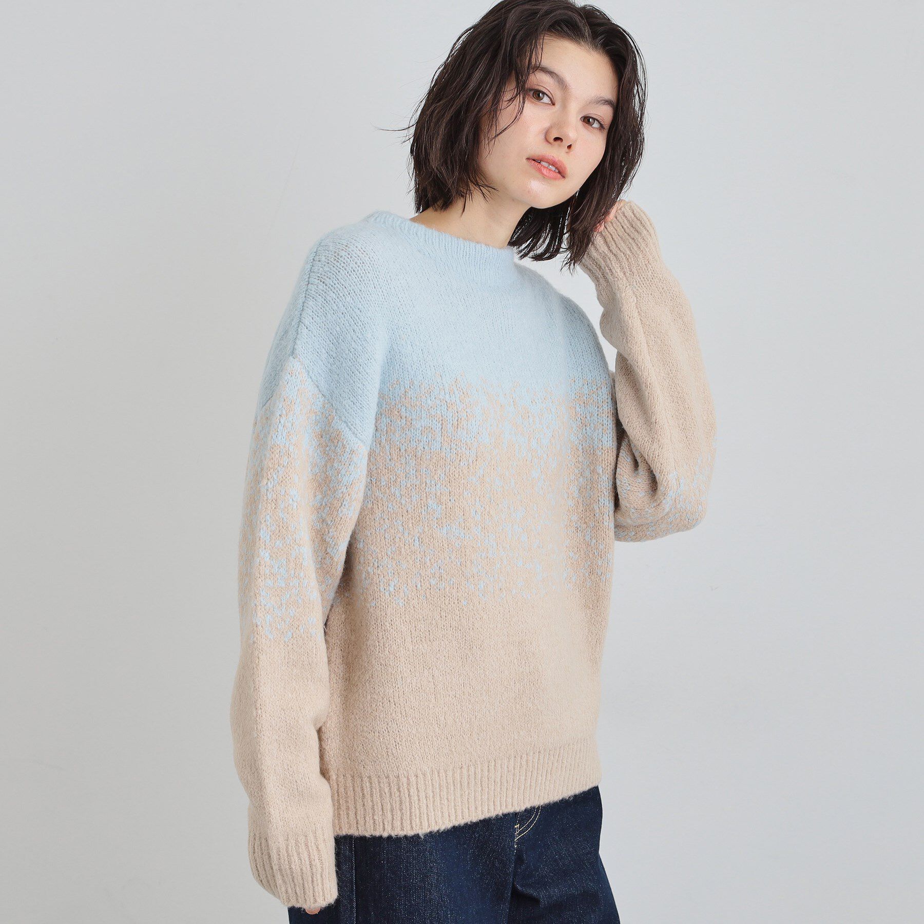 THE SHOP TK「バルキーブレンドヤーンニットプルオーバー」|ニット・セーター|ブルー(491)