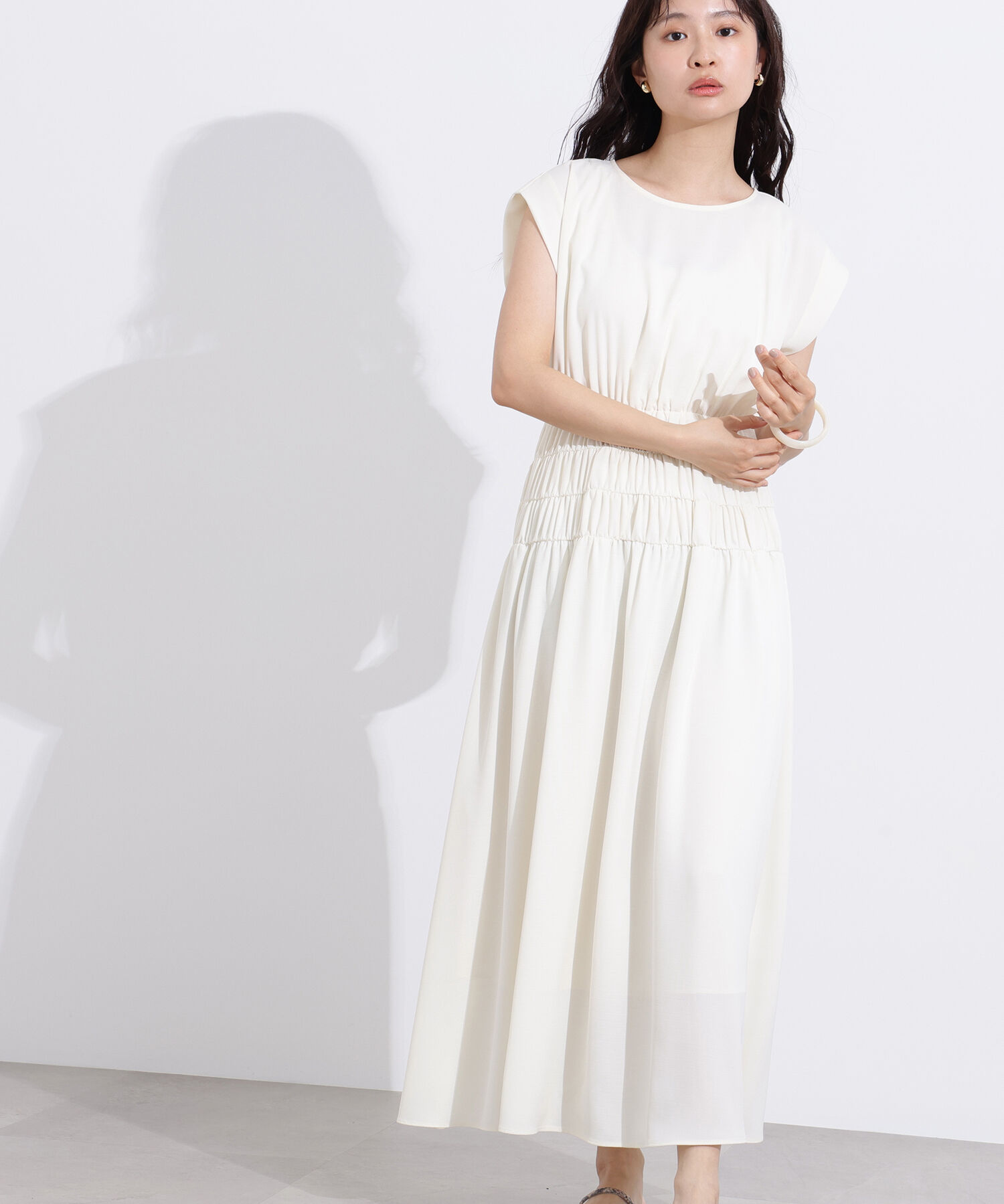 「ギャザーデザインワンピース」|ワンピース|