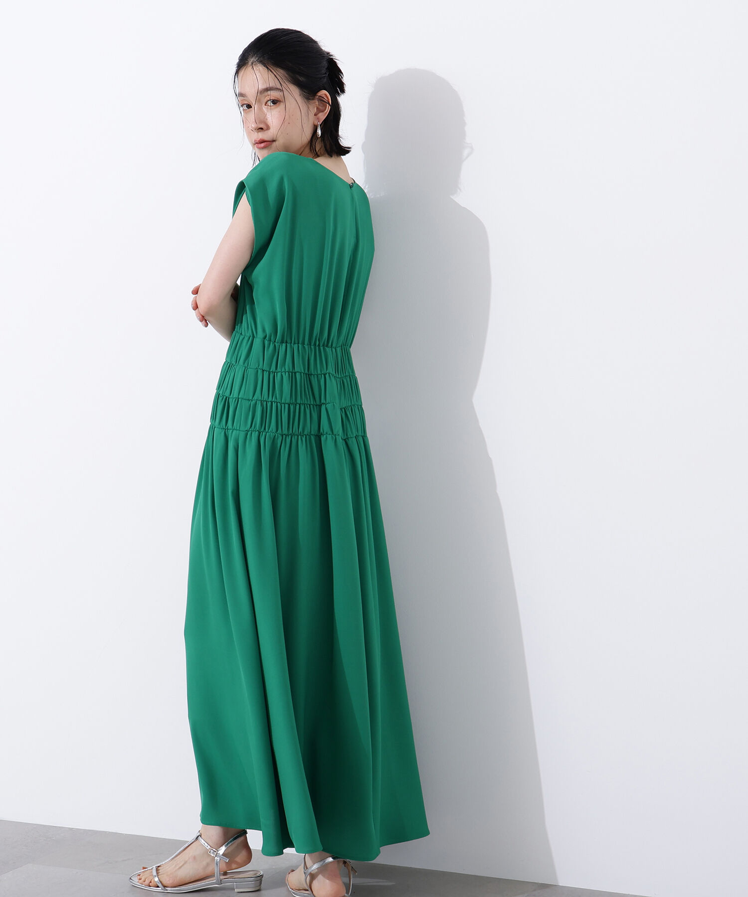  「ギャザーデザインワンピース」|ワンピース|