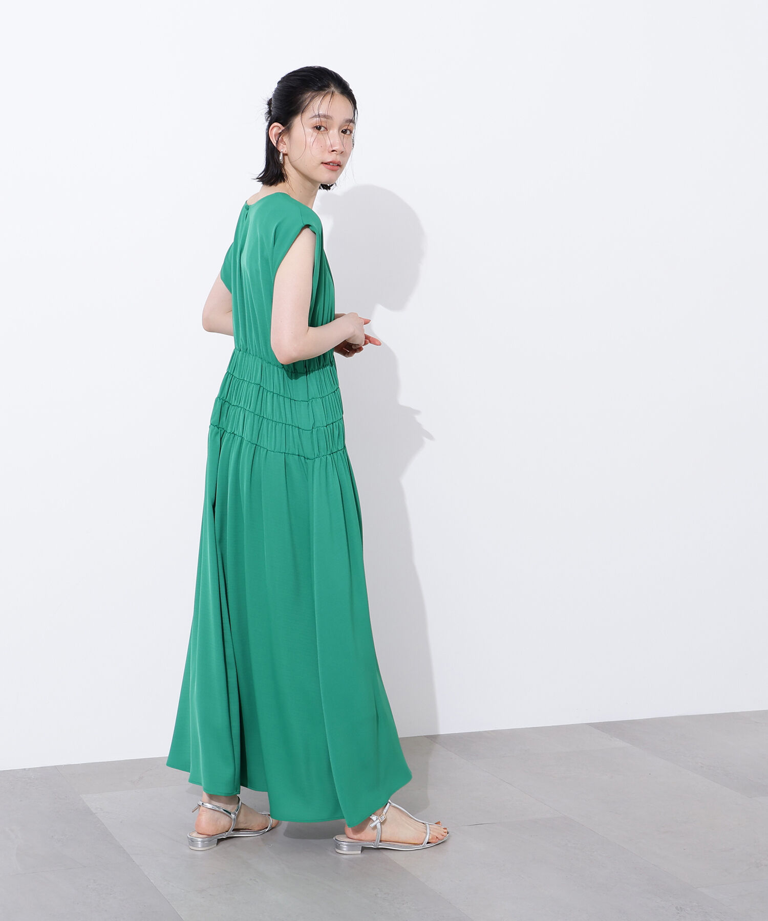  「ギャザーデザインワンピース」|ワンピース|