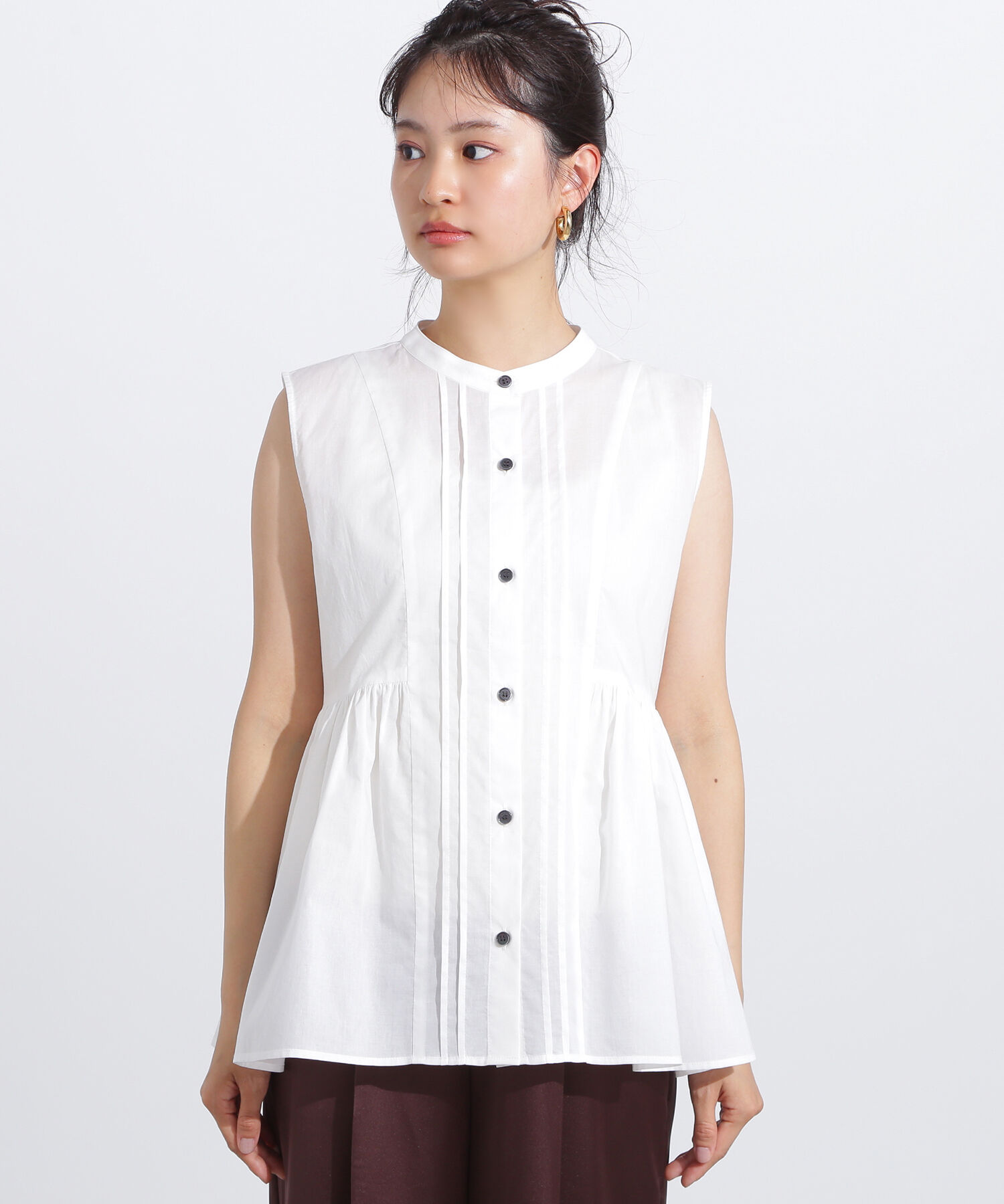  「ピンタックノースリーブブラウス」|シャツ・ブラウス|