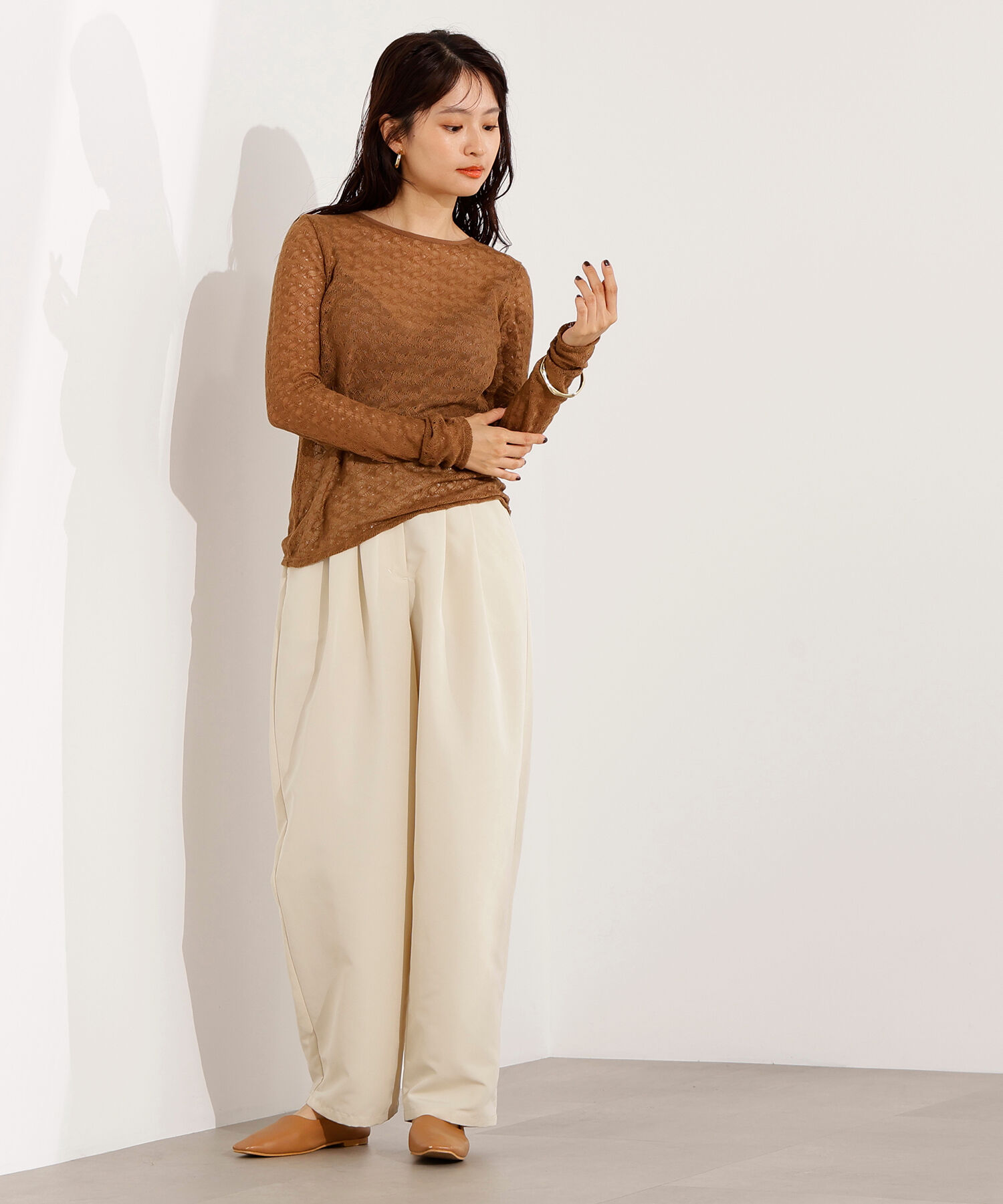  「クルーネックレースカットソー」|Tシャツ・カットソー|