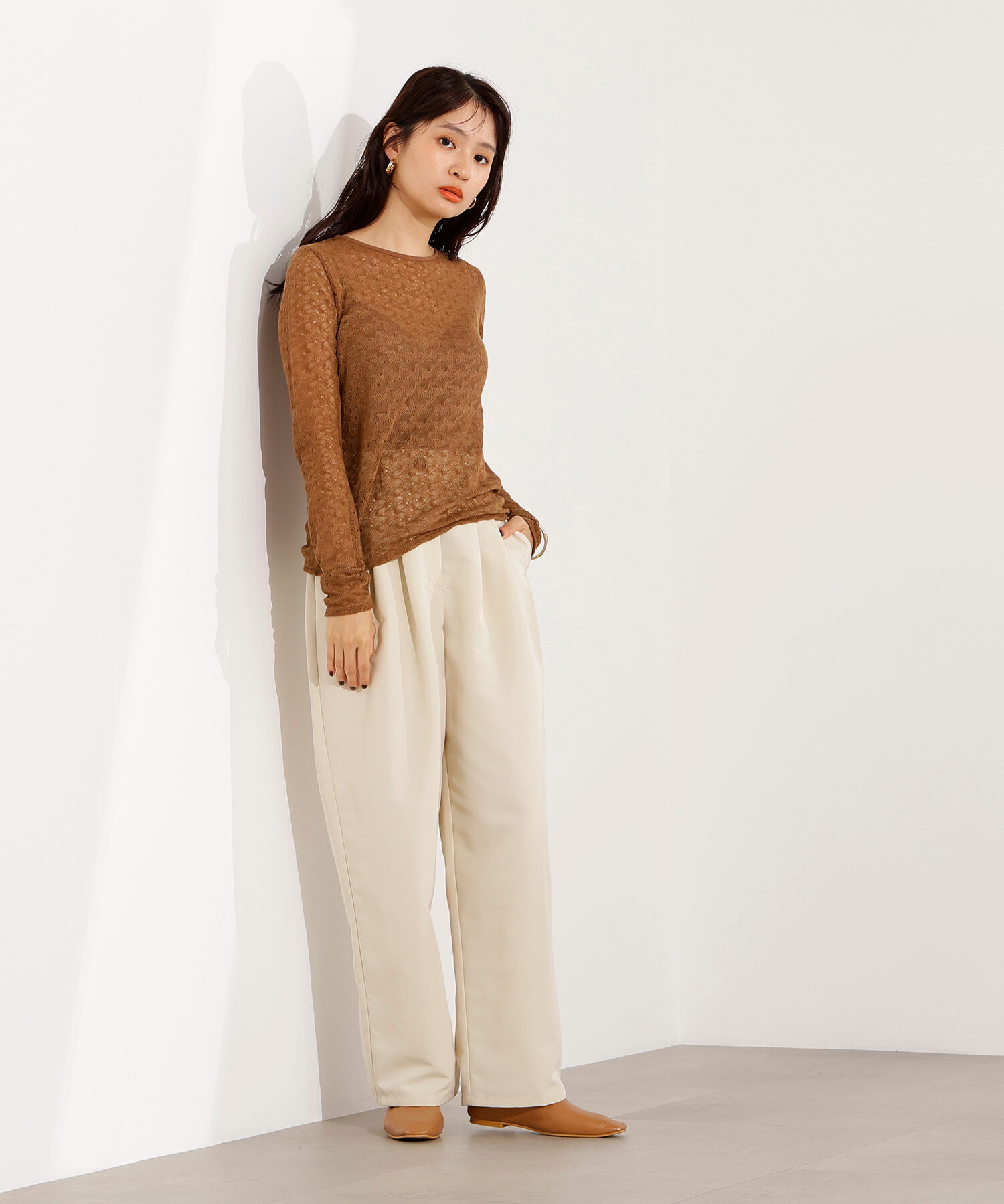  「クルーネックレースカットソー」|Tシャツ・カットソー|