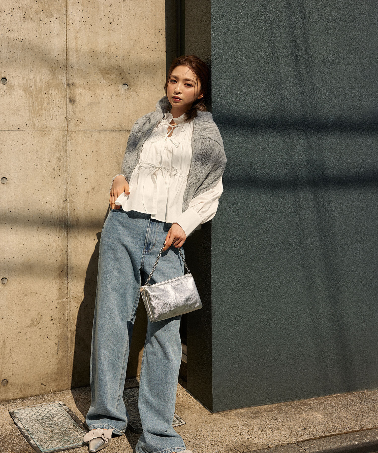  「ワイドストレートデニムパンツ」|その他|ブルー