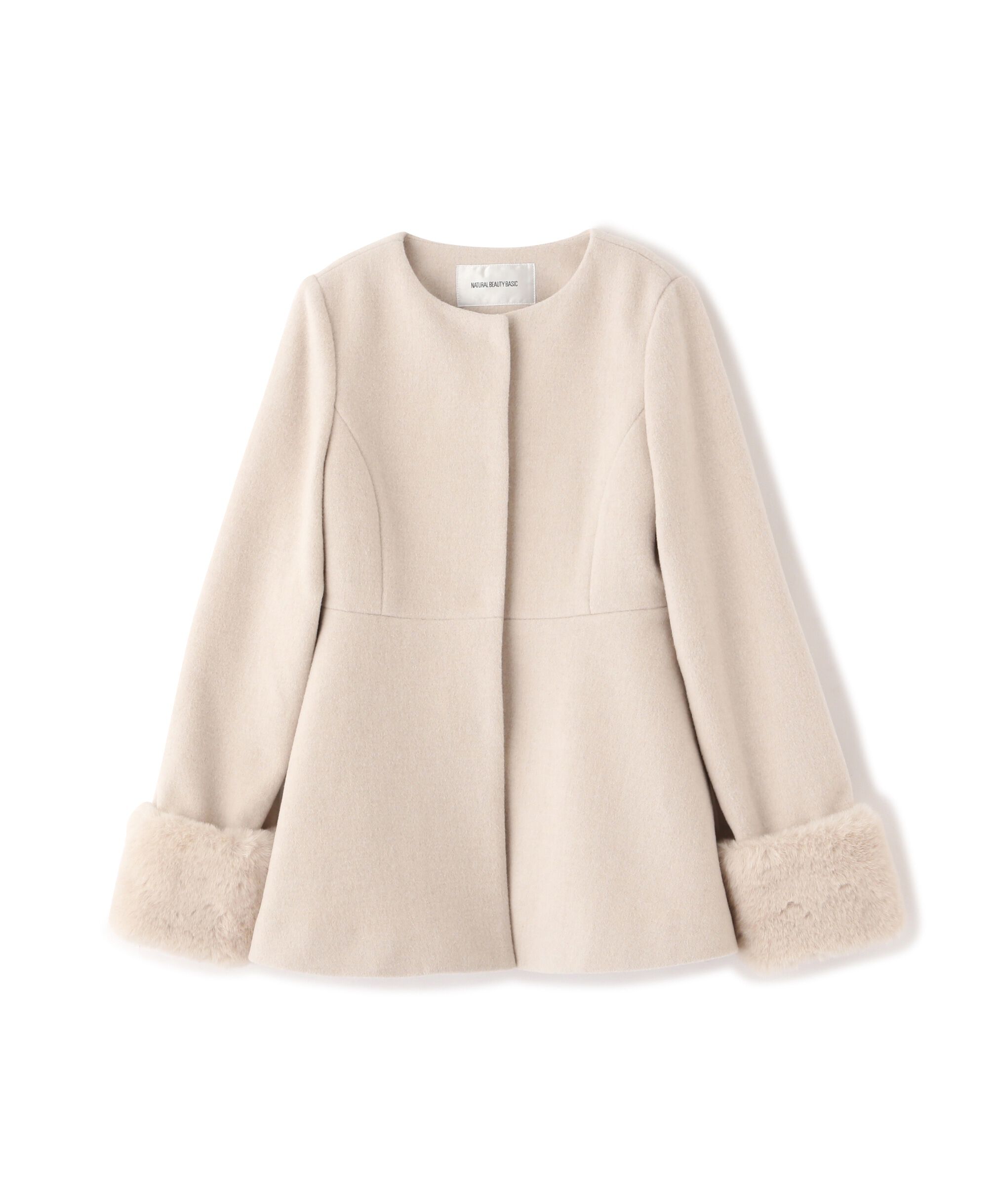  「フェイクファースリーブペプラムコート　24AW」|ブルゾン・スタジャン|