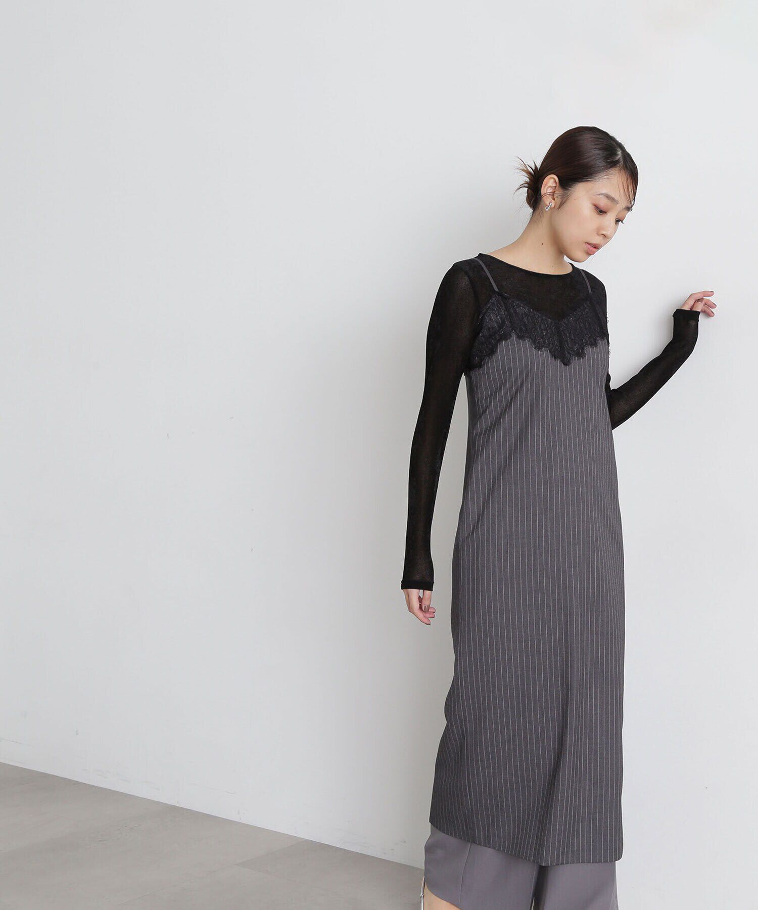  「レーストリムナローキャミワンピース」|ワンピース|