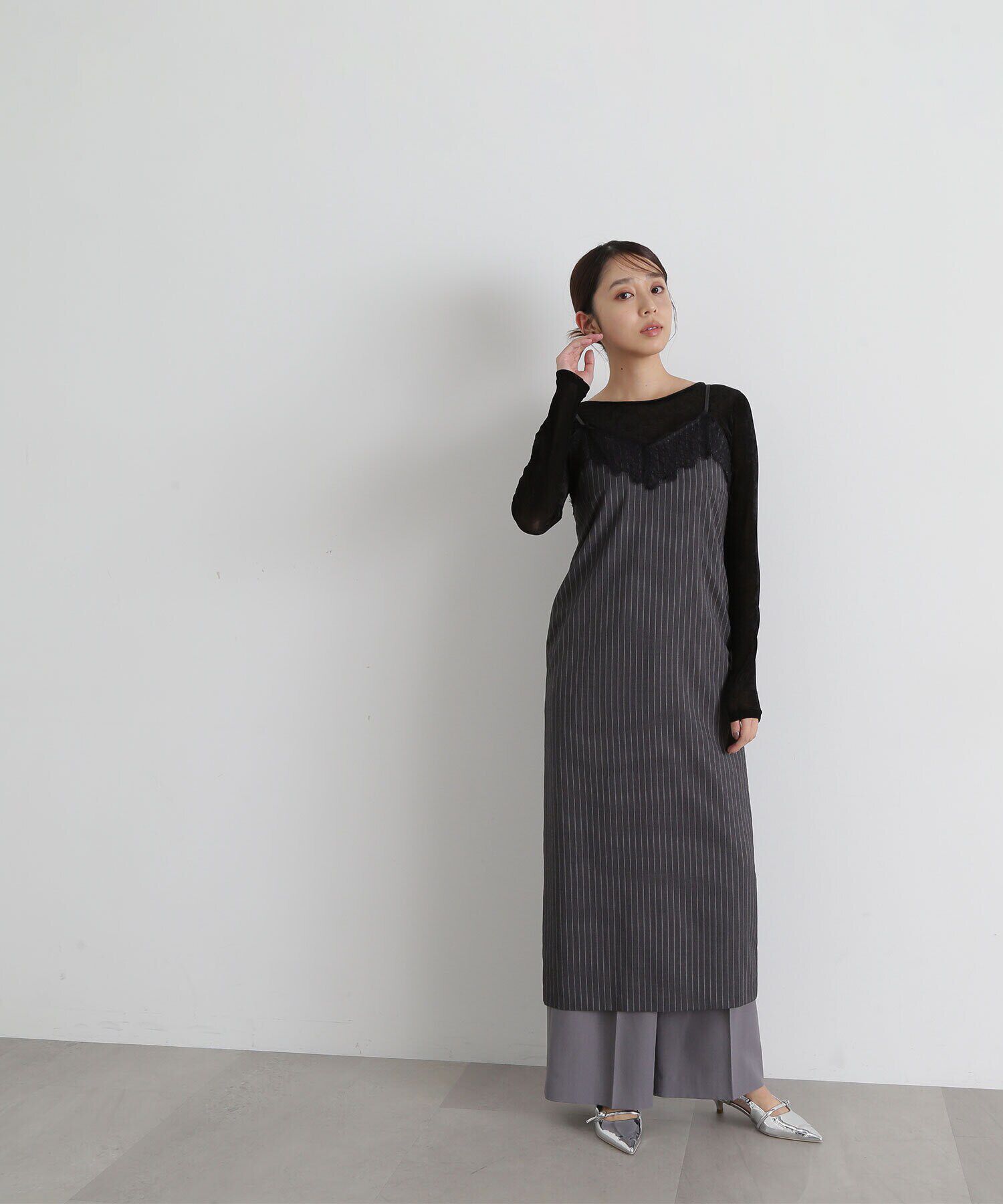  「レーストリムナローキャミワンピース」|ワンピース|