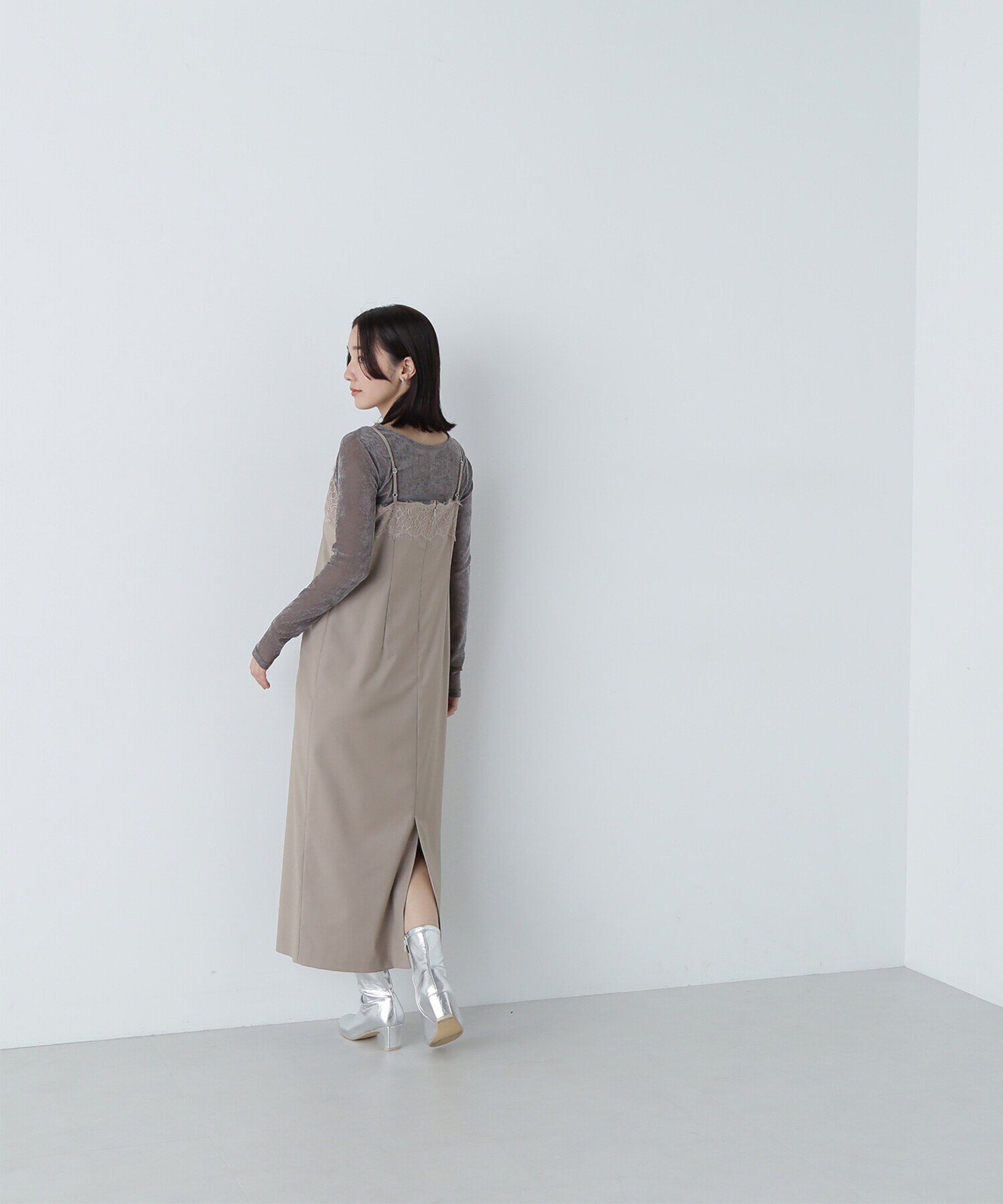  「レーストリムナローキャミワンピース」|ワンピース|