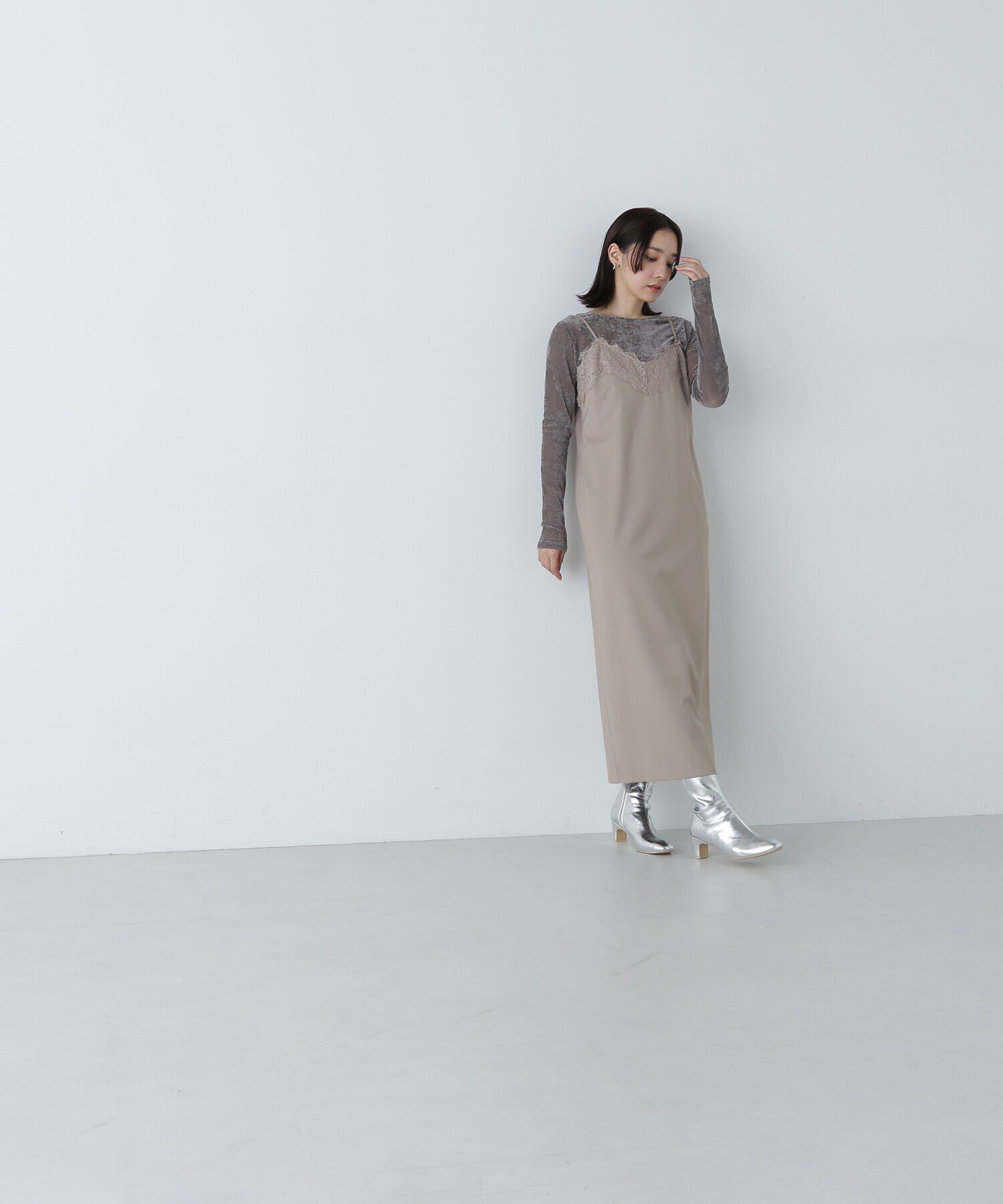  「レーストリムナローキャミワンピース」|ワンピース|