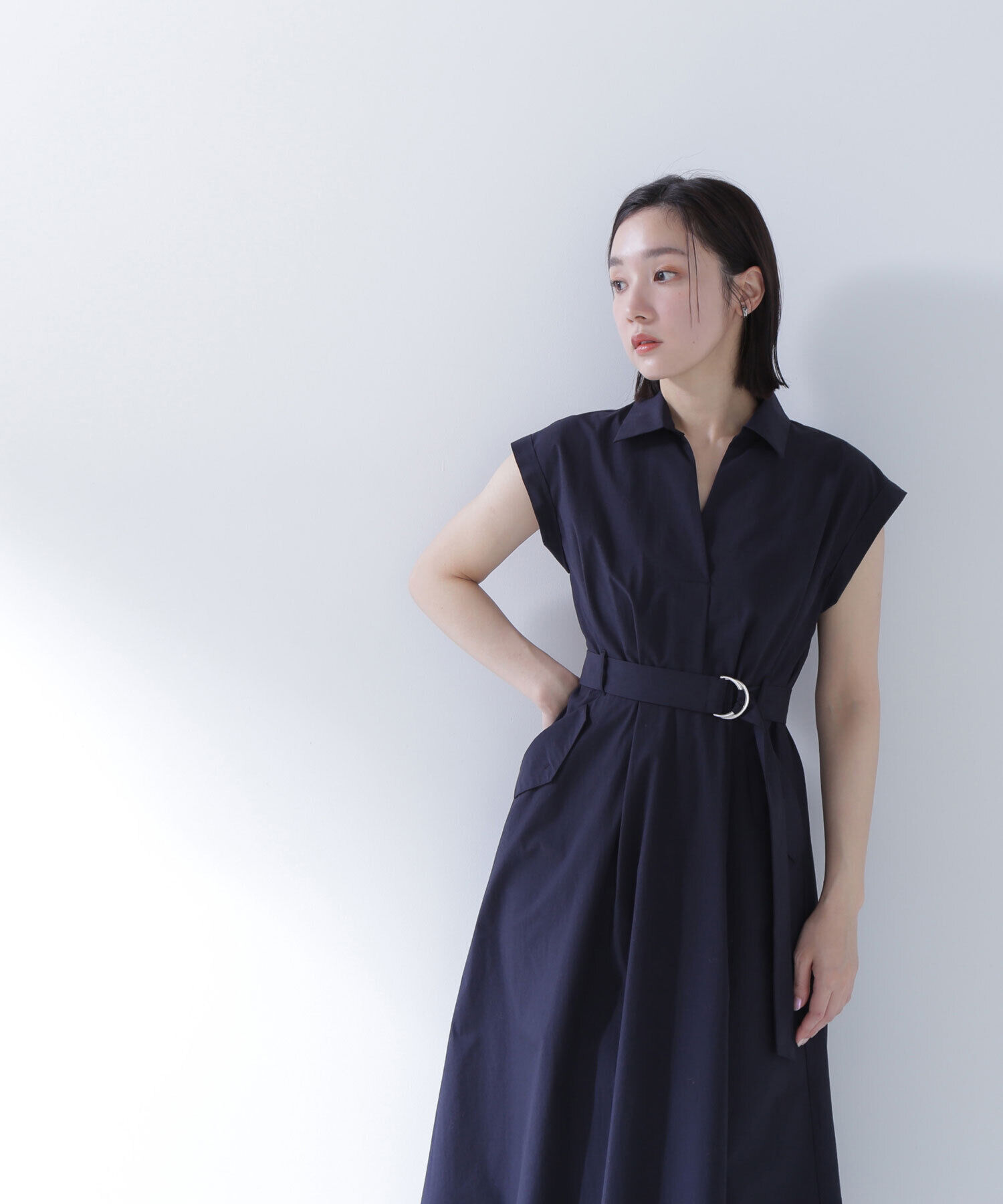  「ベルテッドポケットシャツワンピース」|ワンピース|