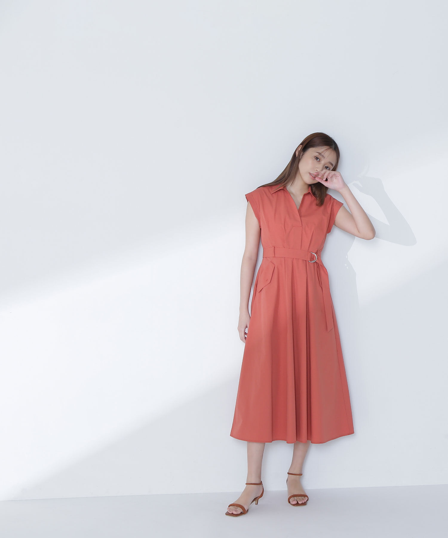  「ベルテッドポケットシャツワンピース」|ワンピース|