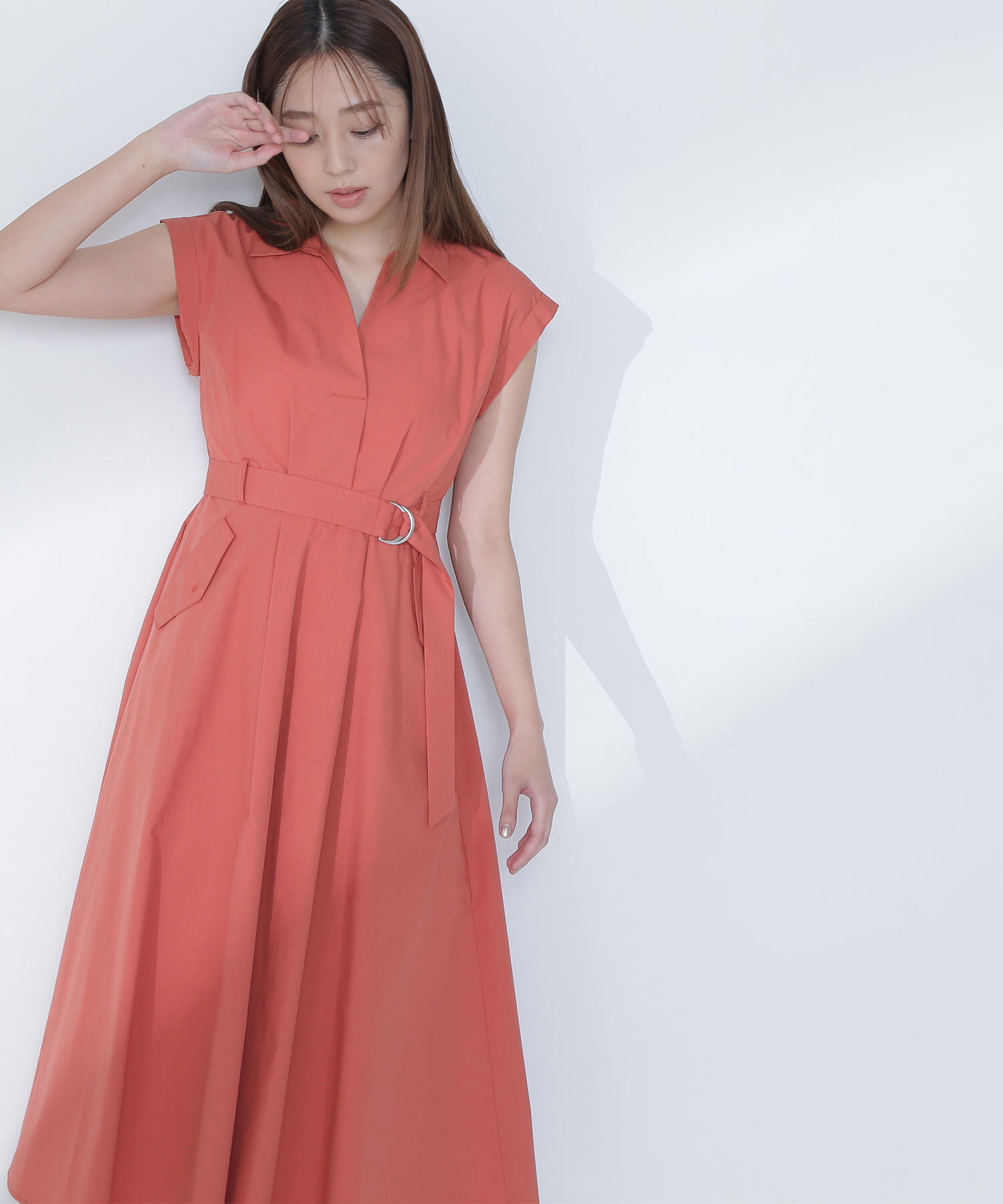  「ベルテッドポケットシャツワンピース」|ワンピース|