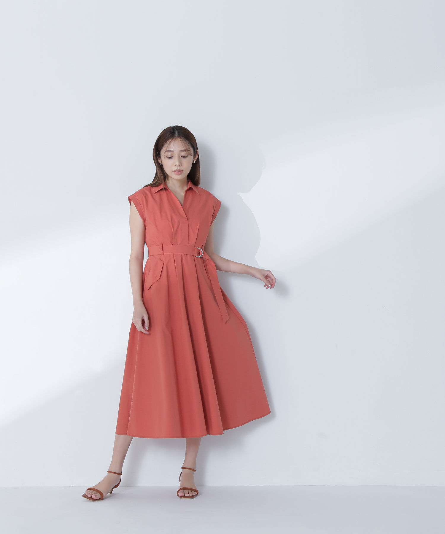  「ベルテッドポケットシャツワンピース」|ワンピース|