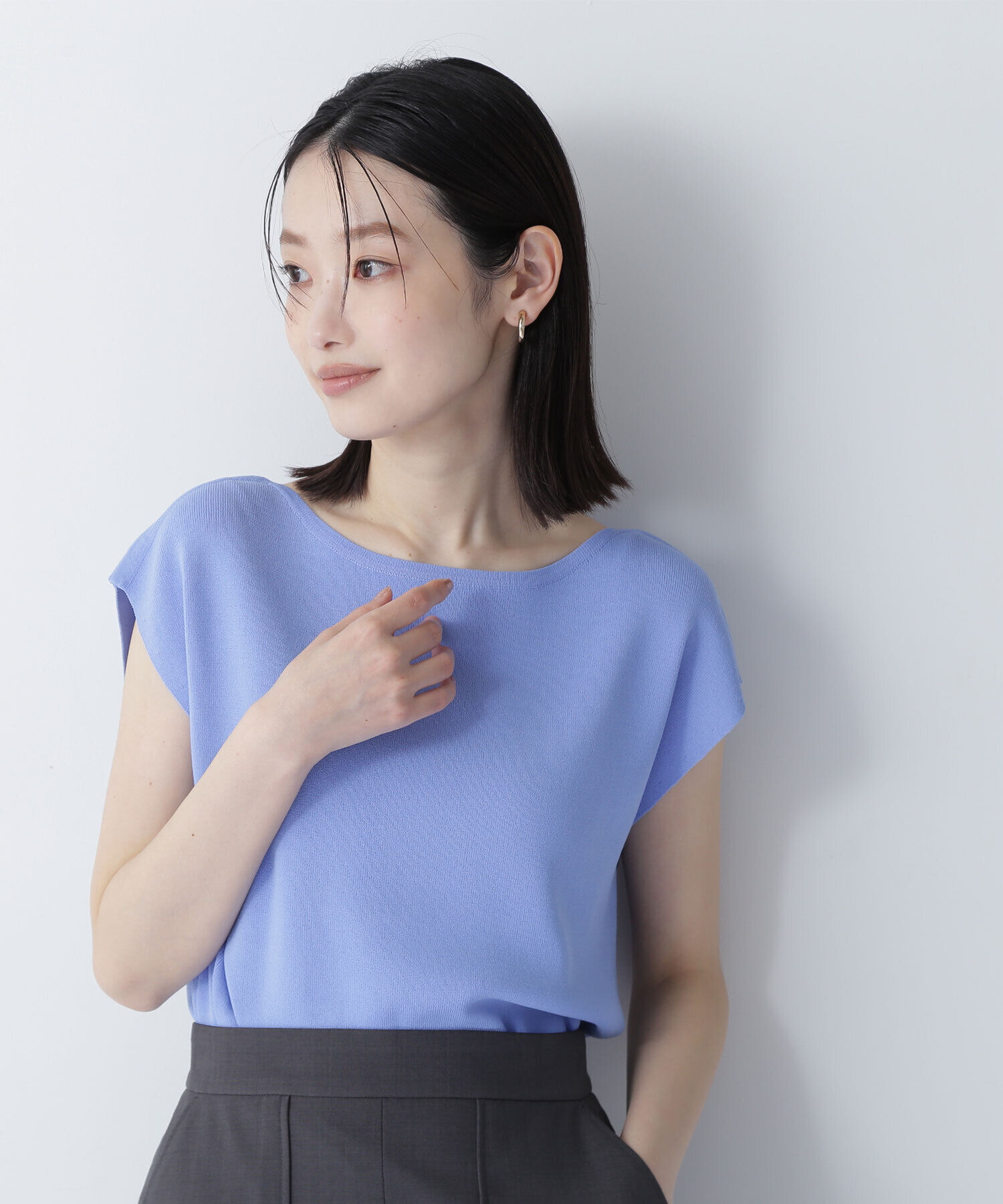  「総針ベーシックシリーズ ボートネックニット」|ニット・セーター|クリアブルー