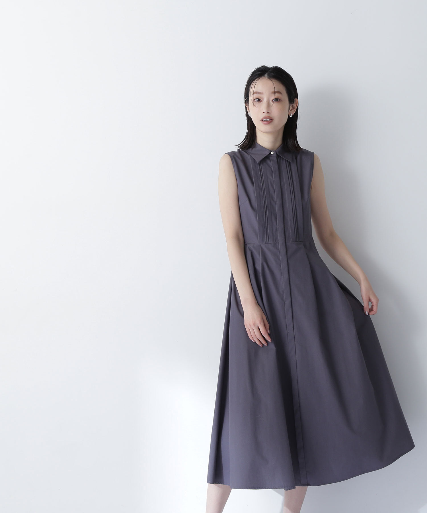  「ピンタックシャツワンピース」|ワンピース|