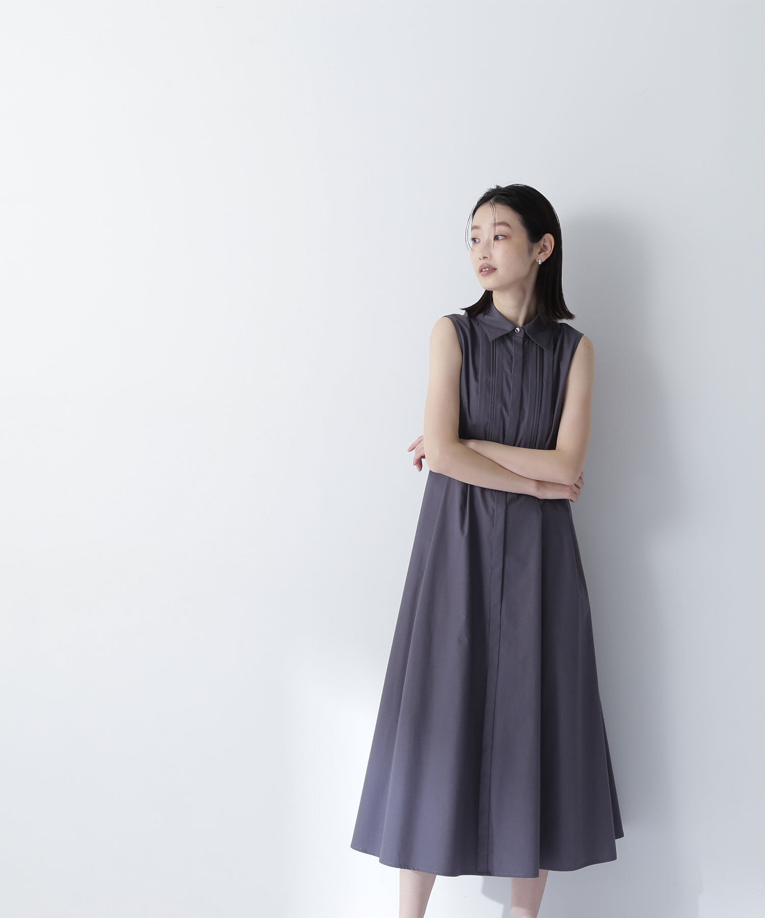  「ピンタックシャツワンピース」|ワンピース|