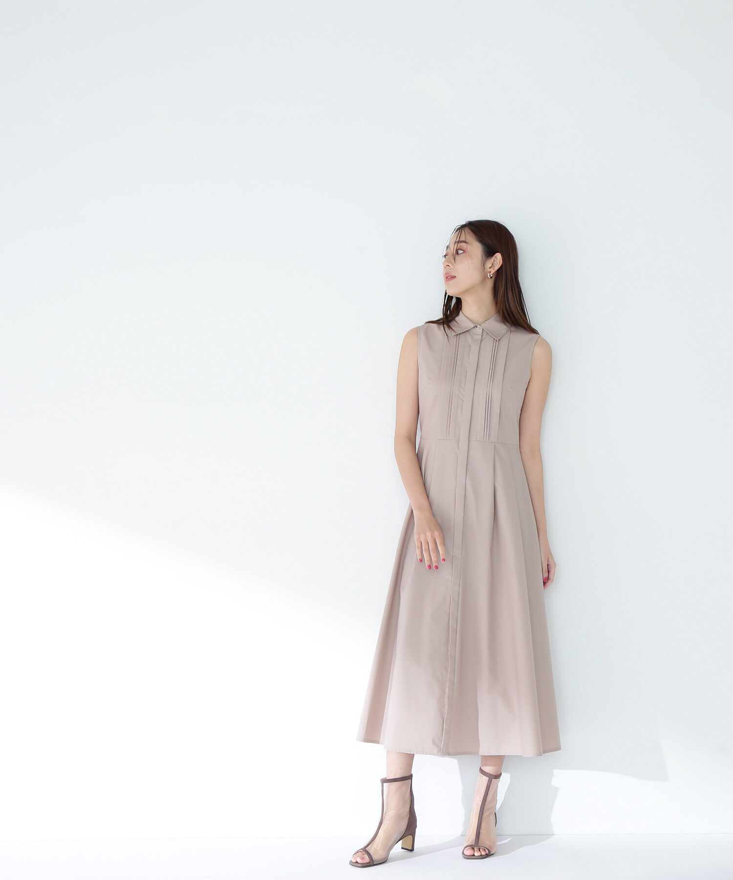  「ピンタックシャツワンピース」|ワンピース|