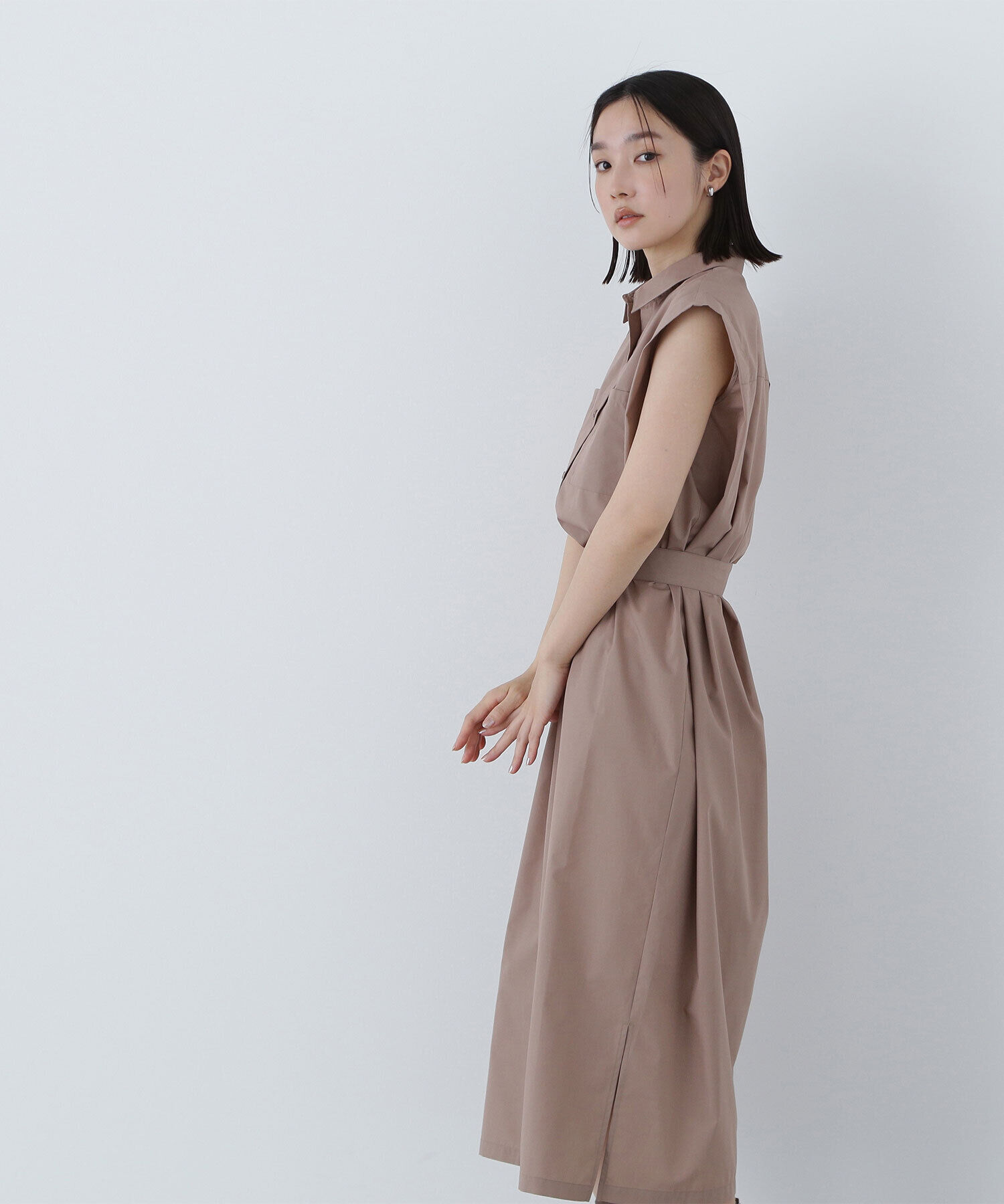  「ベルテッドナローシャツワンピース」|ワンピース|