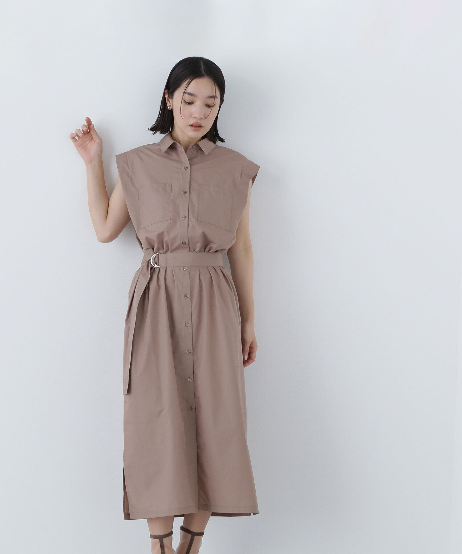  「ベルテッドナローシャツワンピース」|ワンピース|