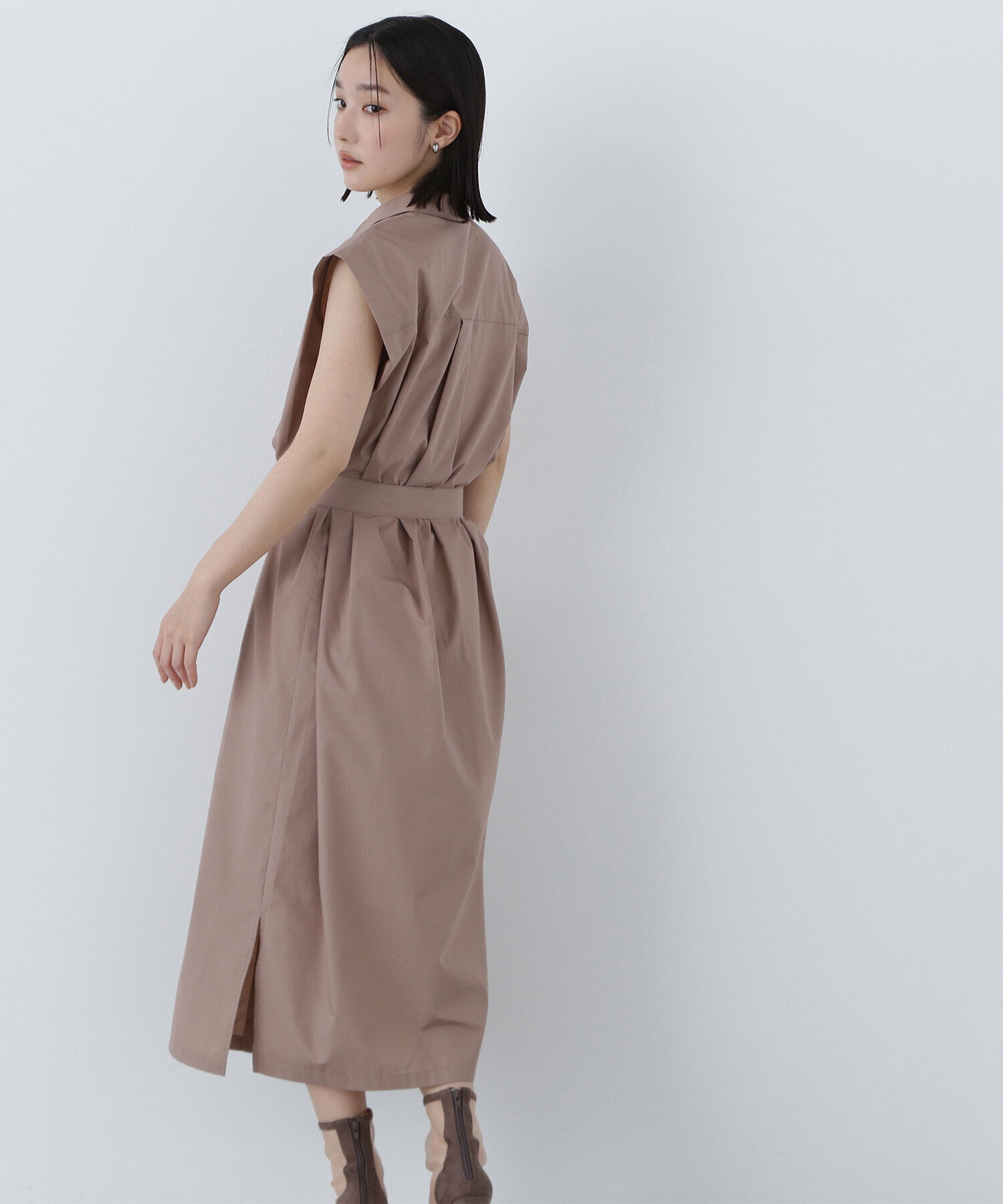  「ベルテッドナローシャツワンピース」|ワンピース|