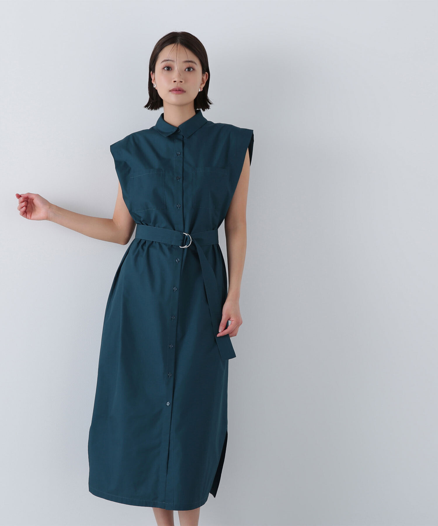  「ベルテッドナローシャツワンピース」|ワンピース|
