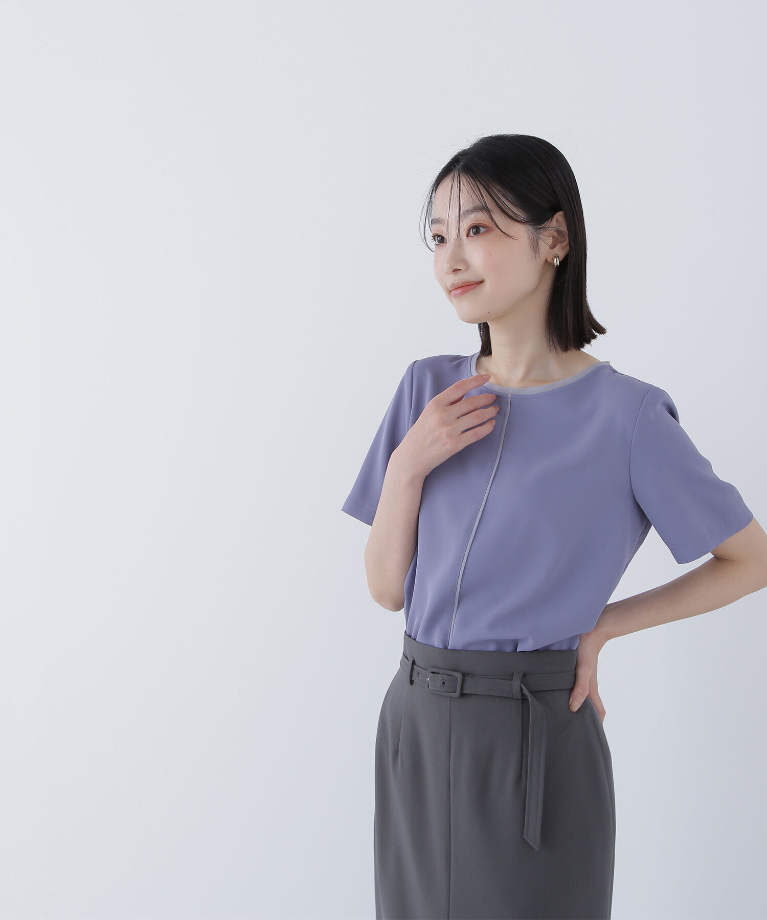  「シフォンラインTブラウス」|シャツ・ブラウス|