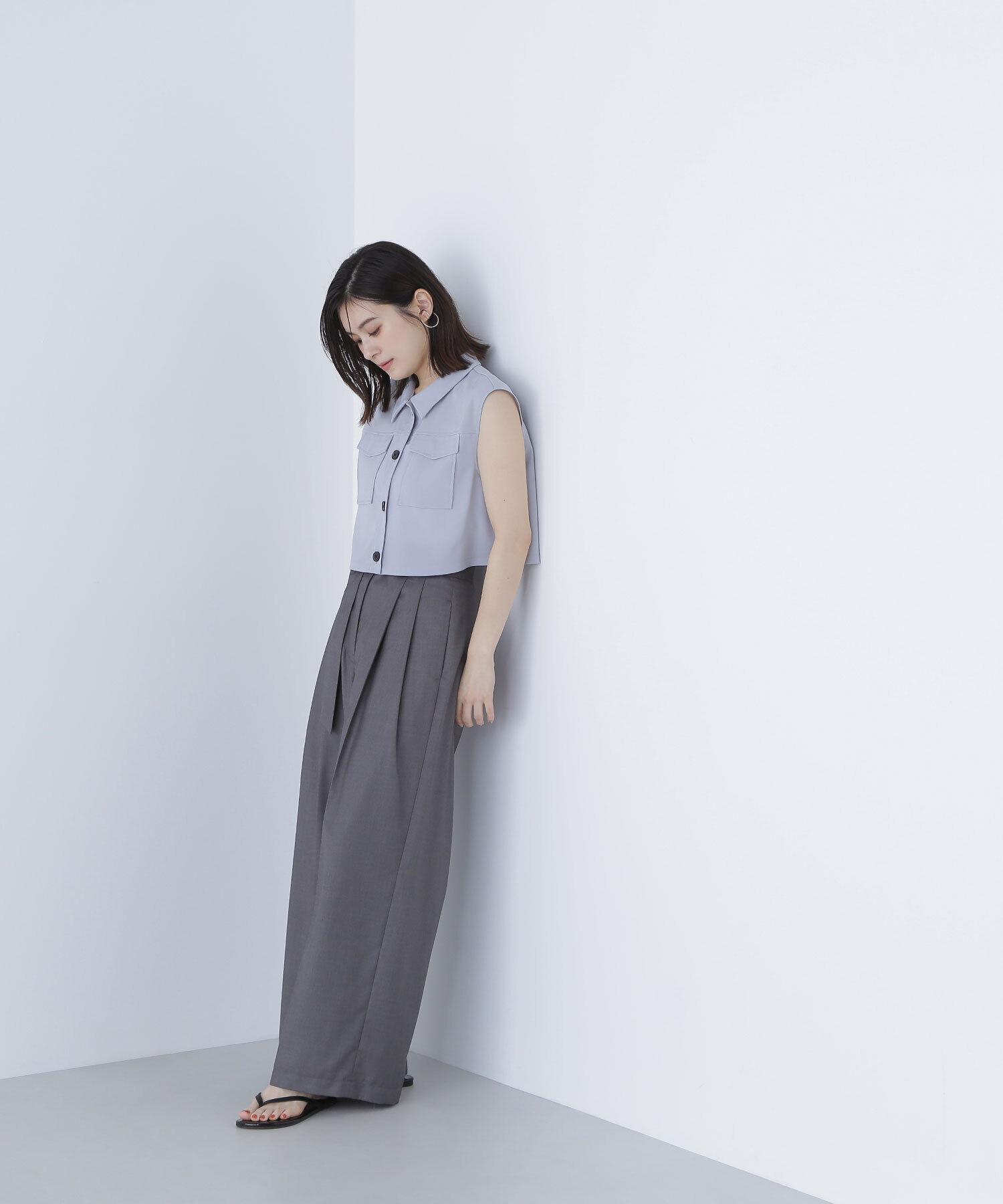  「クロップドポケットシャツ＆オールインワン」|ワンピース|