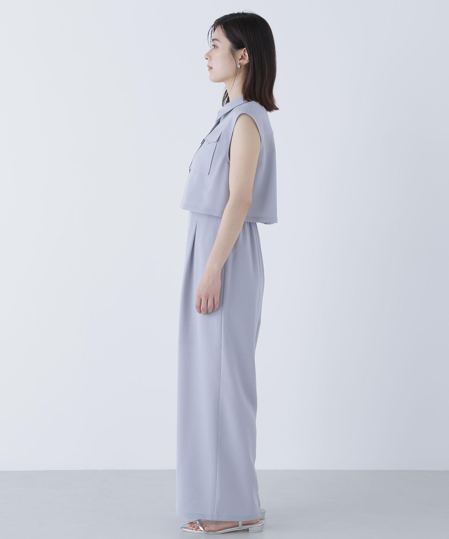  「クロップドポケットシャツ＆オールインワン」|ワンピース|