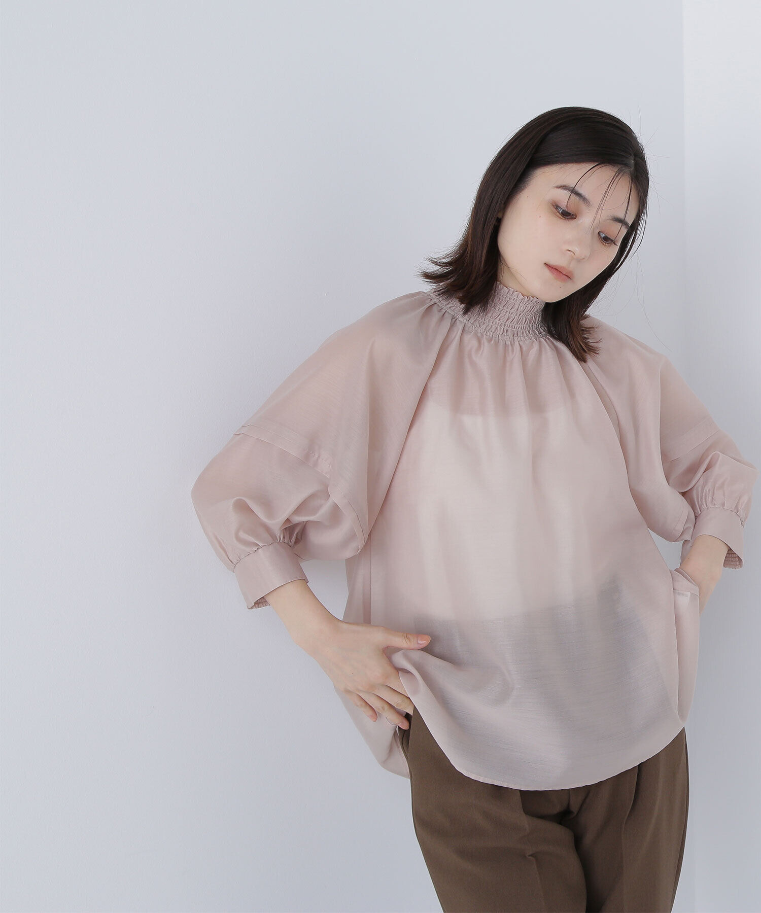  「シャーリングネックドルマンブラウス」|シャツ・ブラウス|