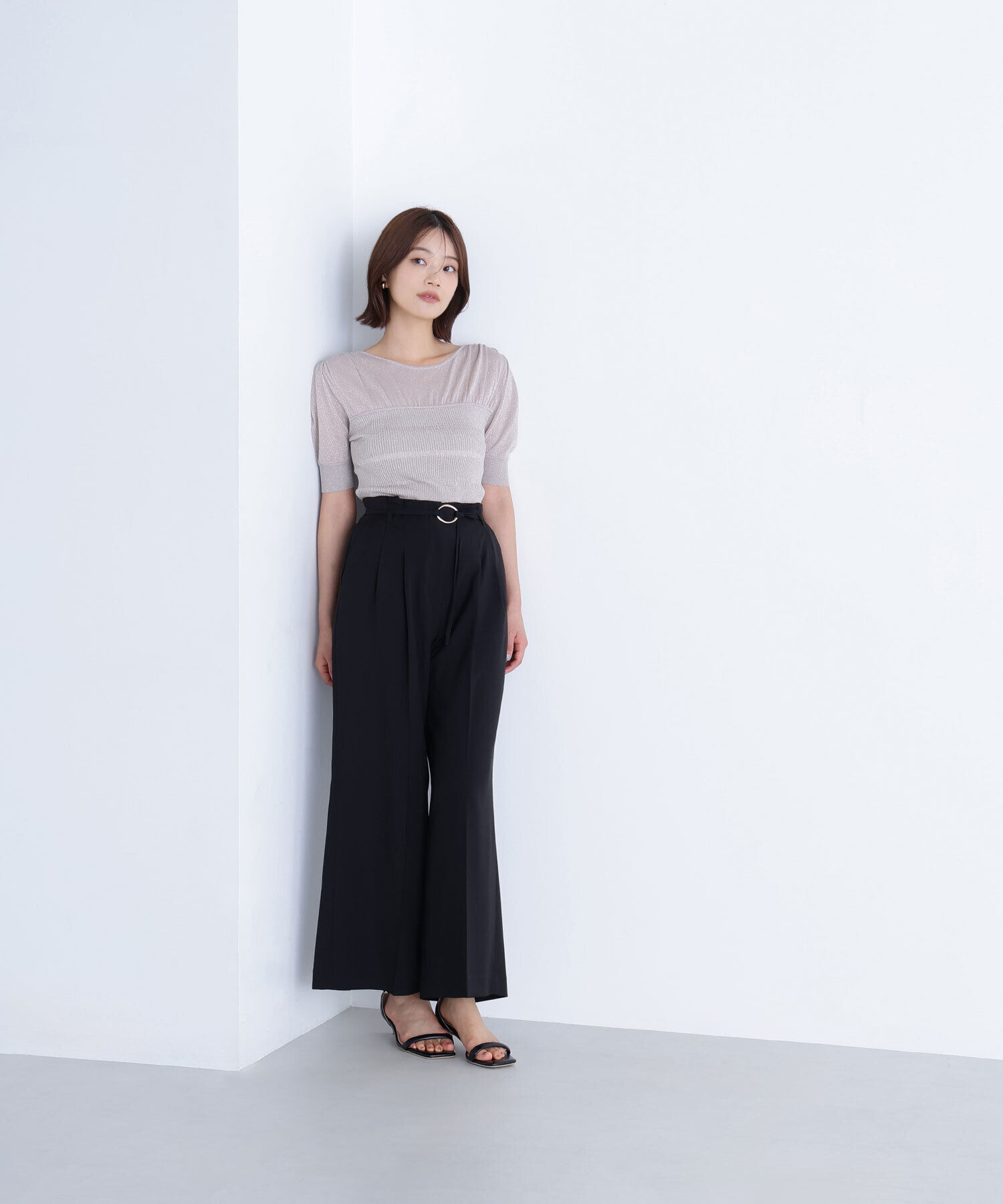  「切替ラメリブニット」|ニット・セーター|