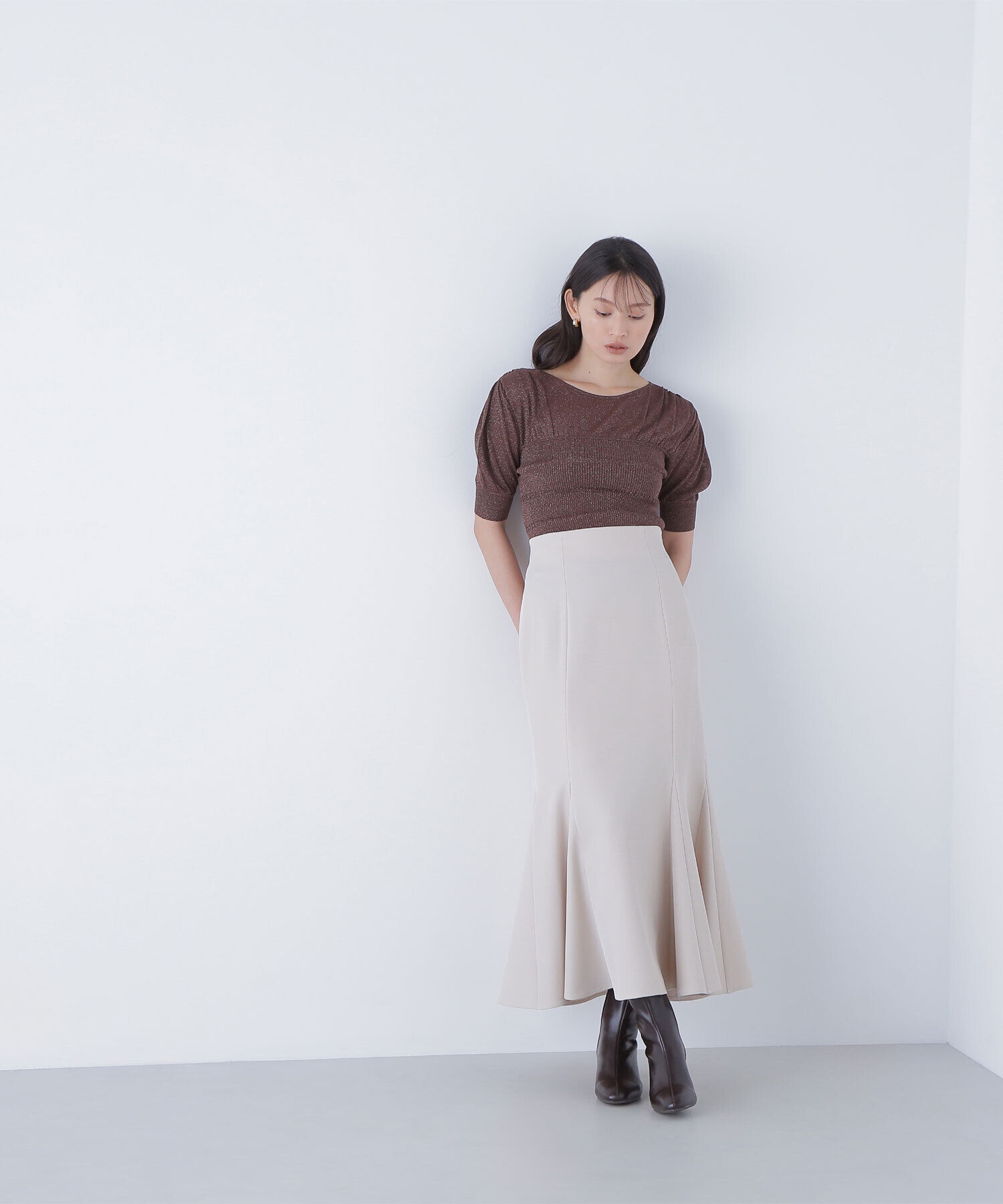  「切替ラメリブニット」|ニット・セーター|