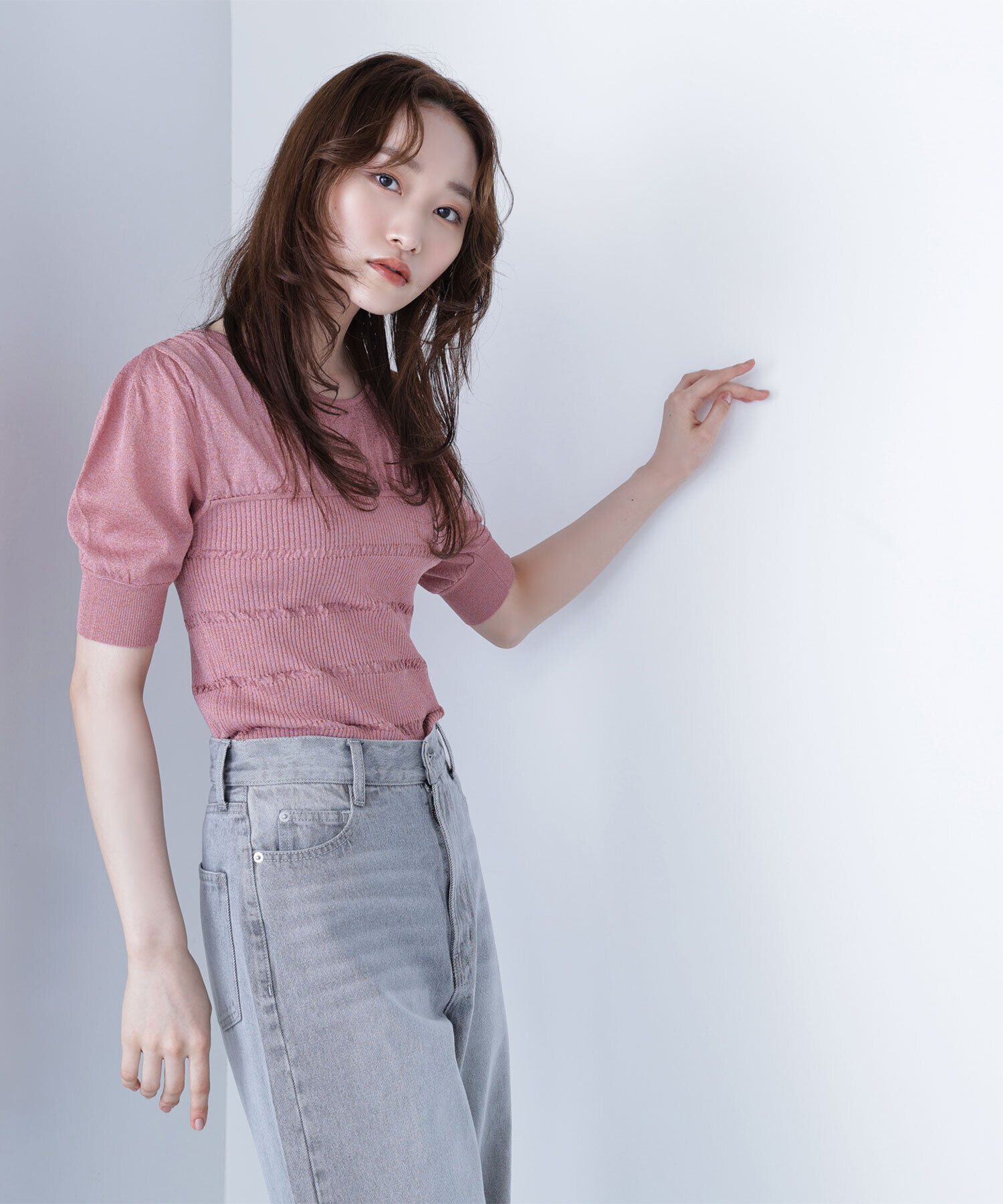  「切替ラメリブニット」|ニット・セーター|