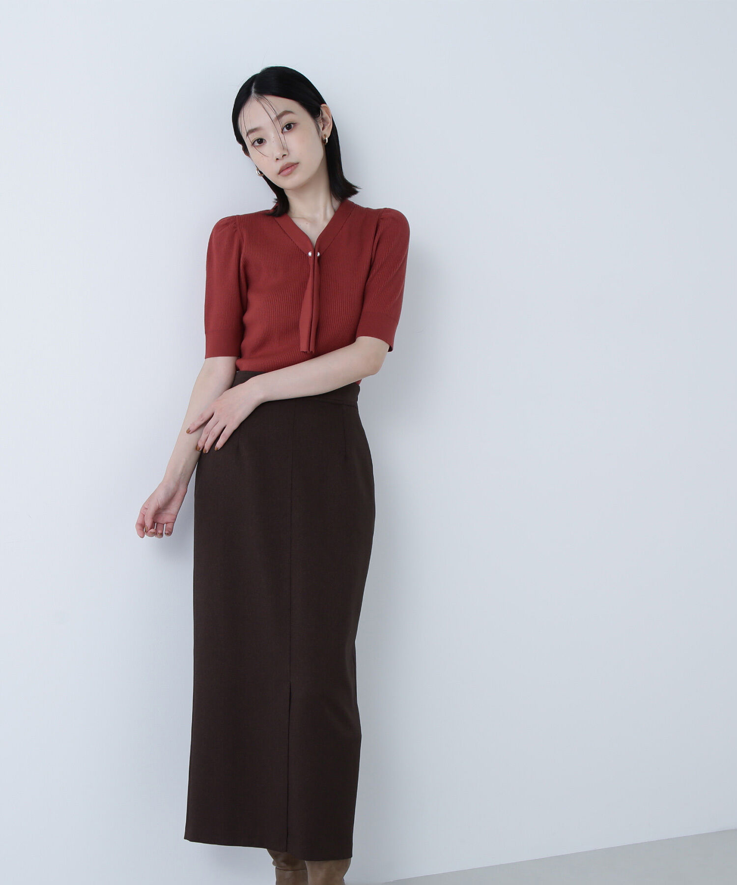  「ボウタイリブニット」|ニット・セーター|