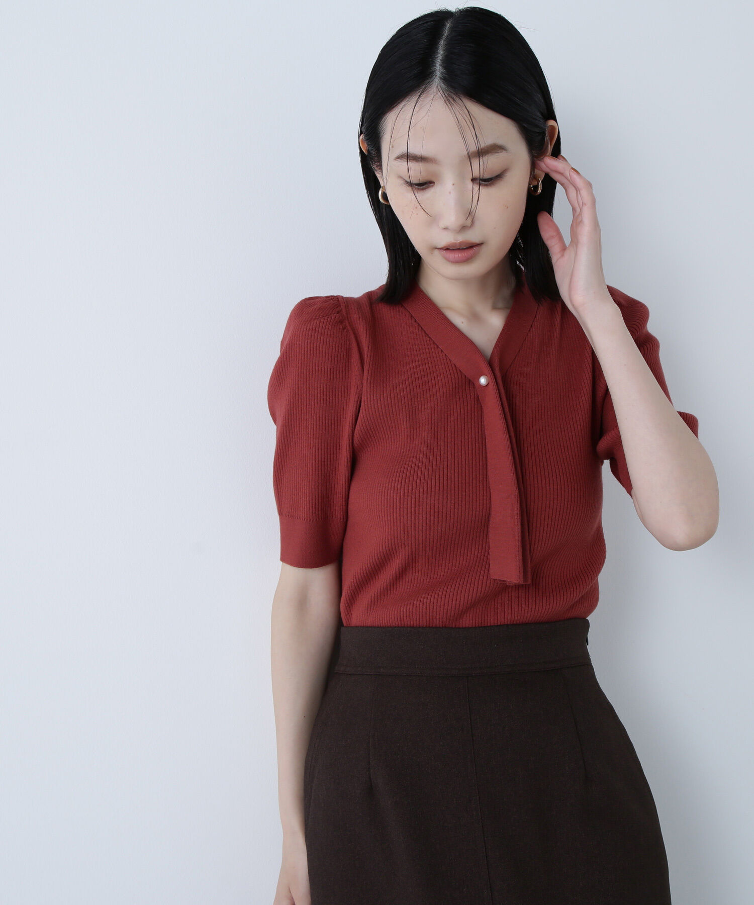  「ボウタイリブニット」|ニット・セーター|