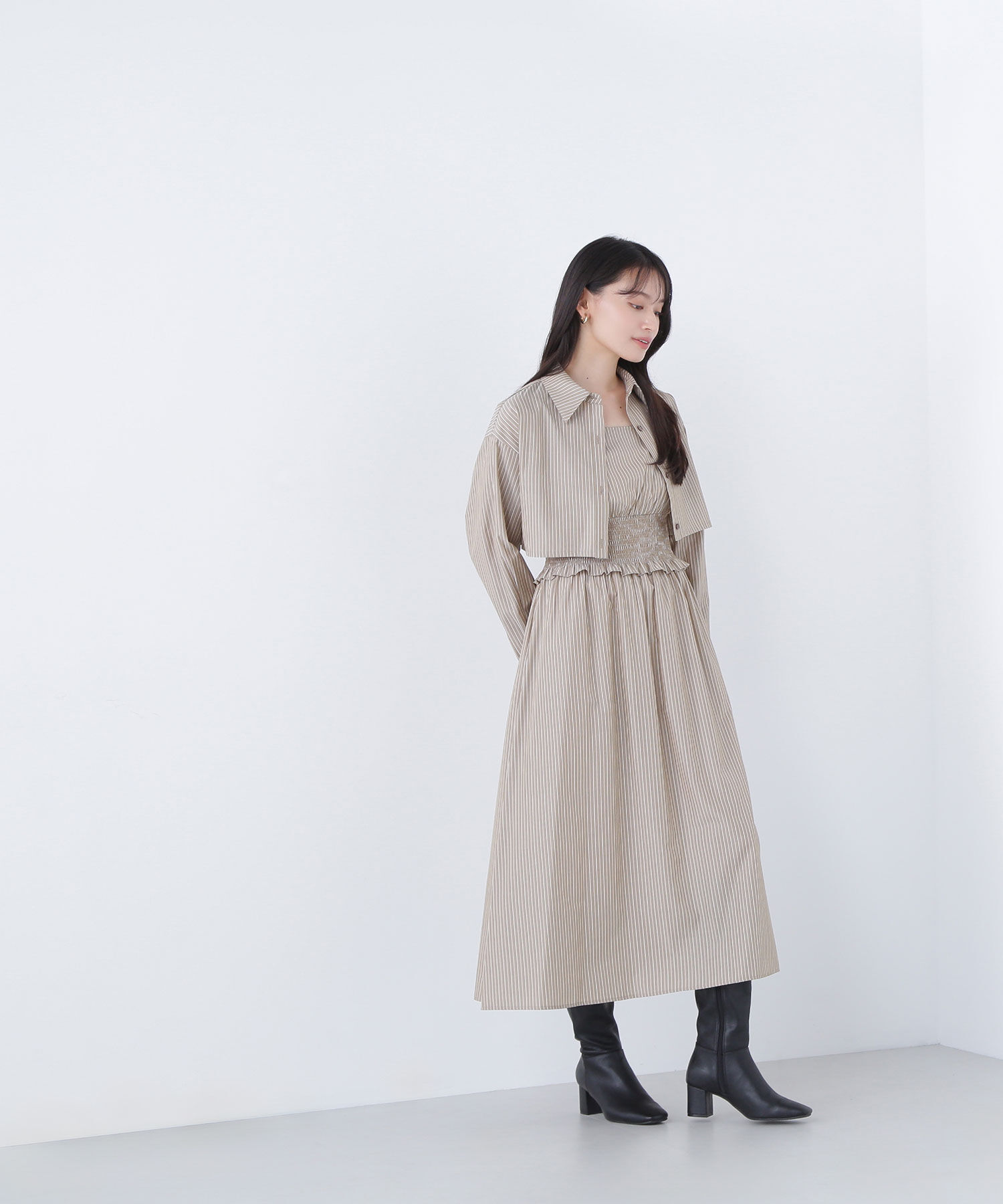  「レイヤードマルチストライプワンピース」|ワンピース|