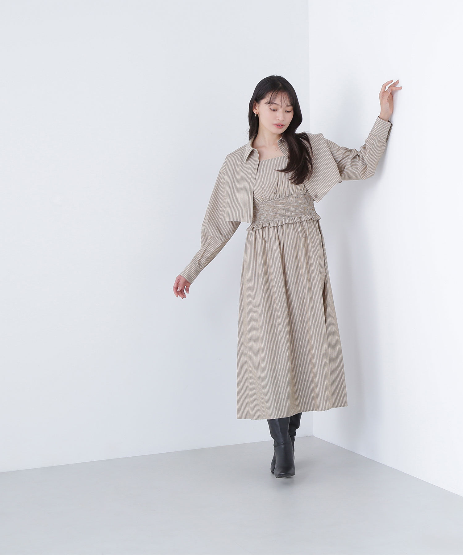  「レイヤードマルチストライプワンピース」|ワンピース|